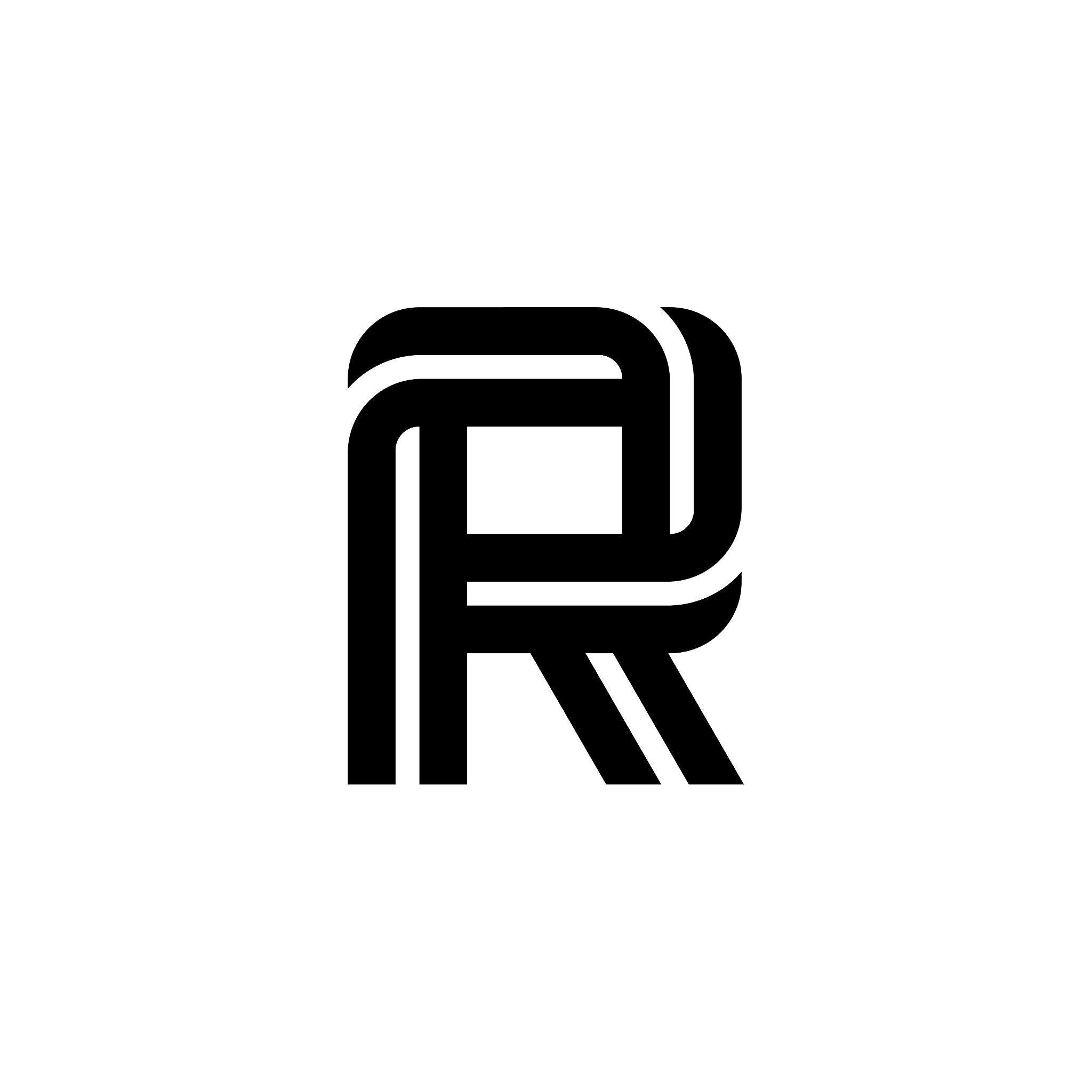 round corners double line letter logotype r