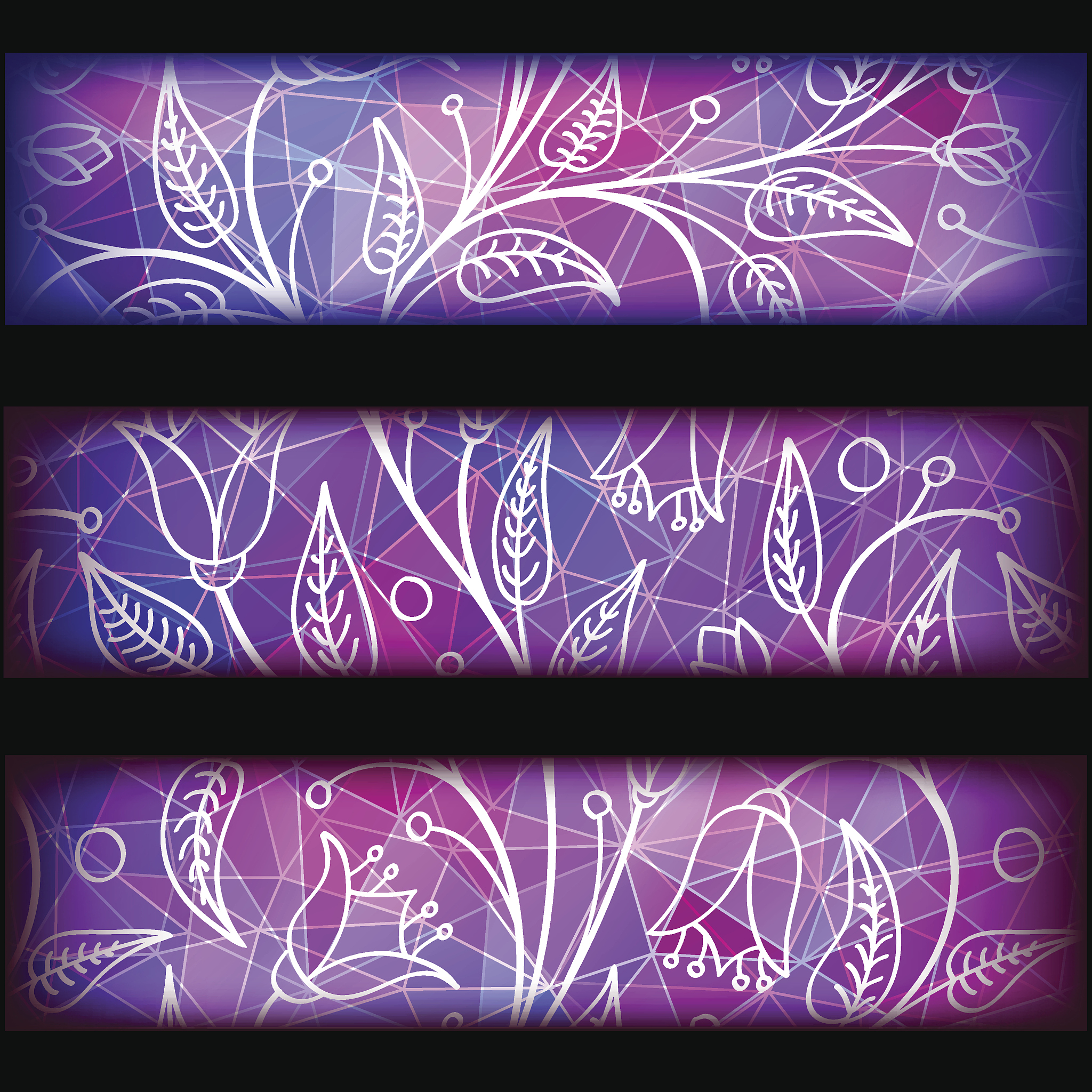 set of three colorful banner