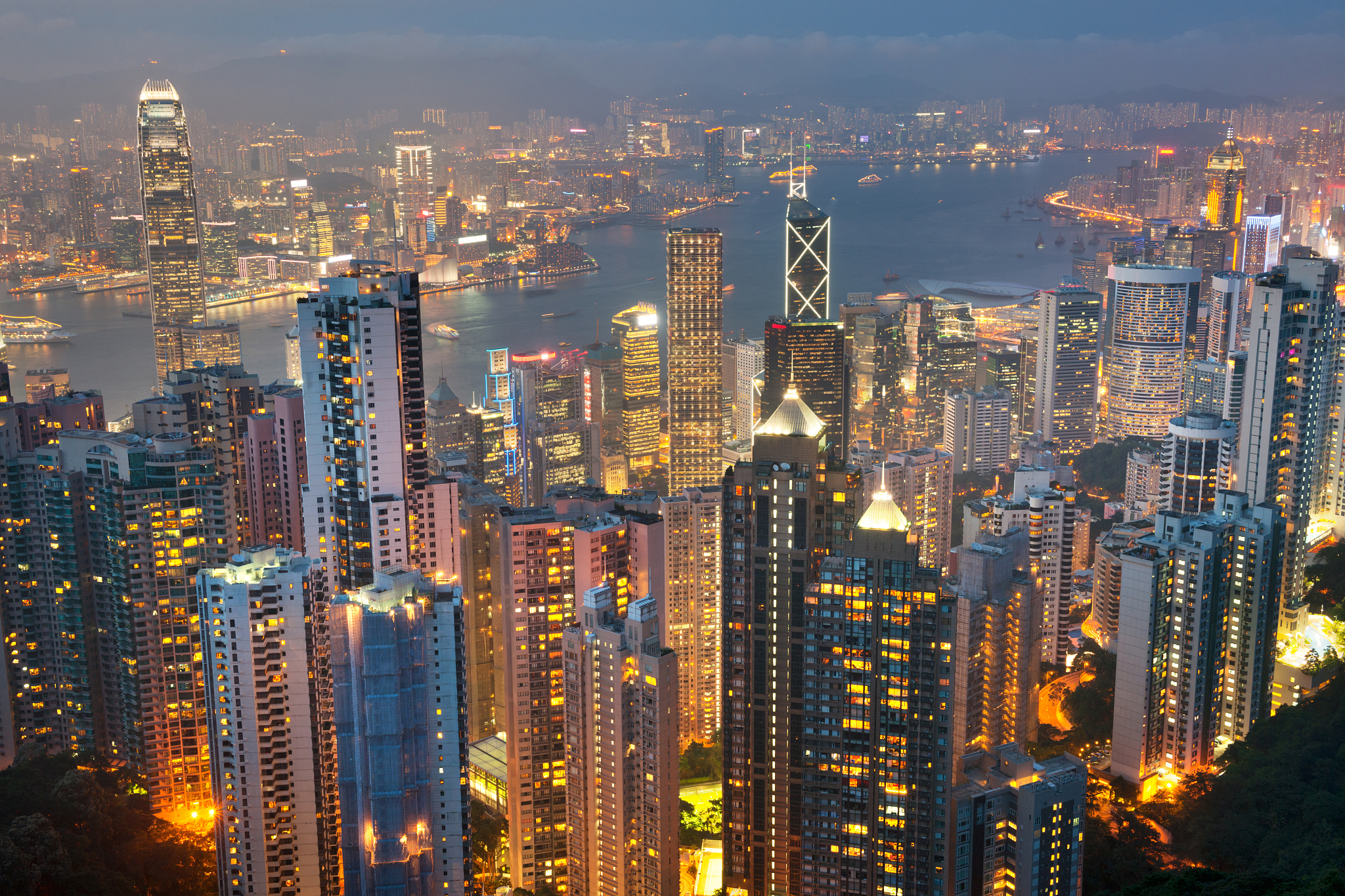 hong kong skyline with kowloon at night (xxxl)