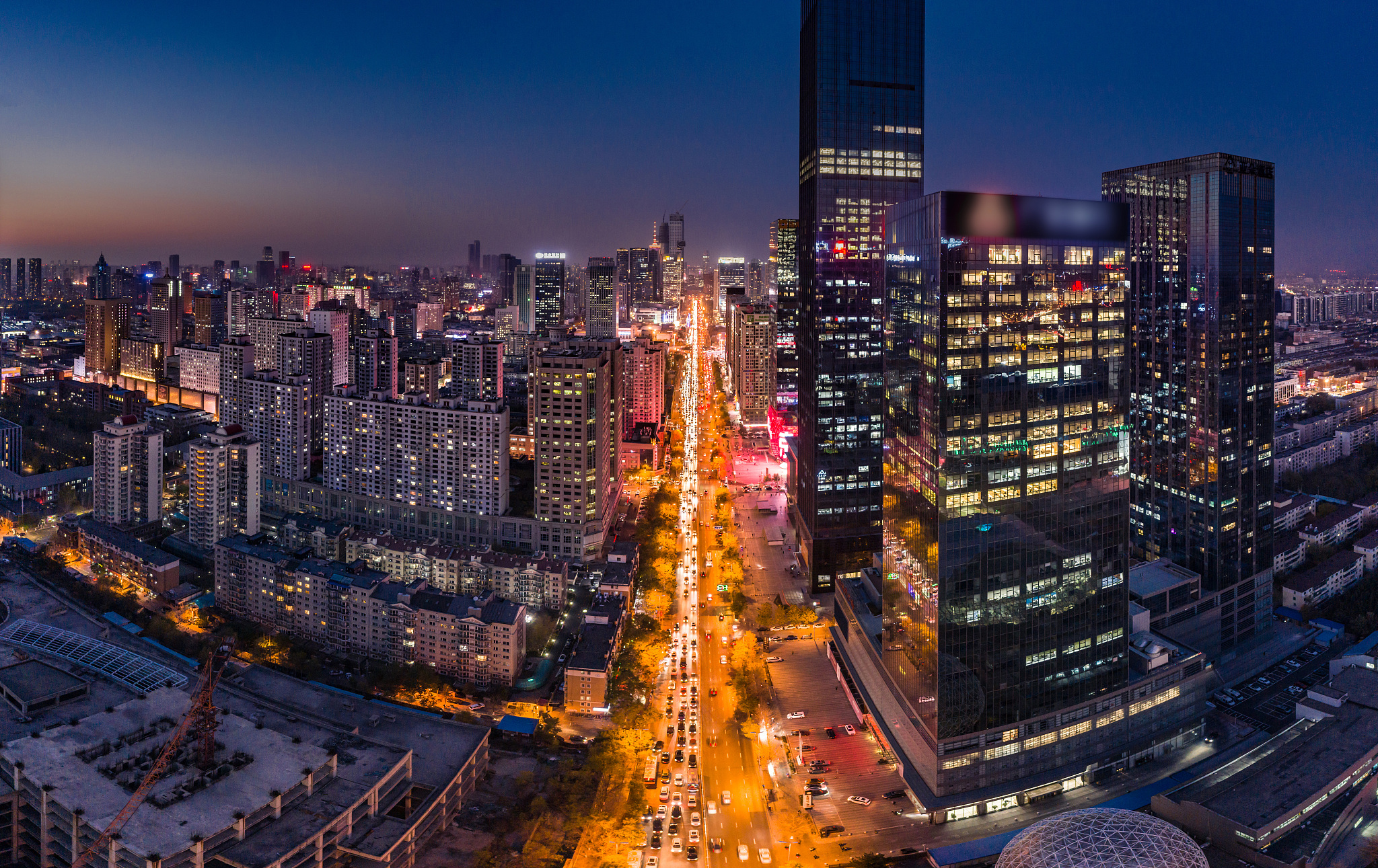 城市夜景航拍