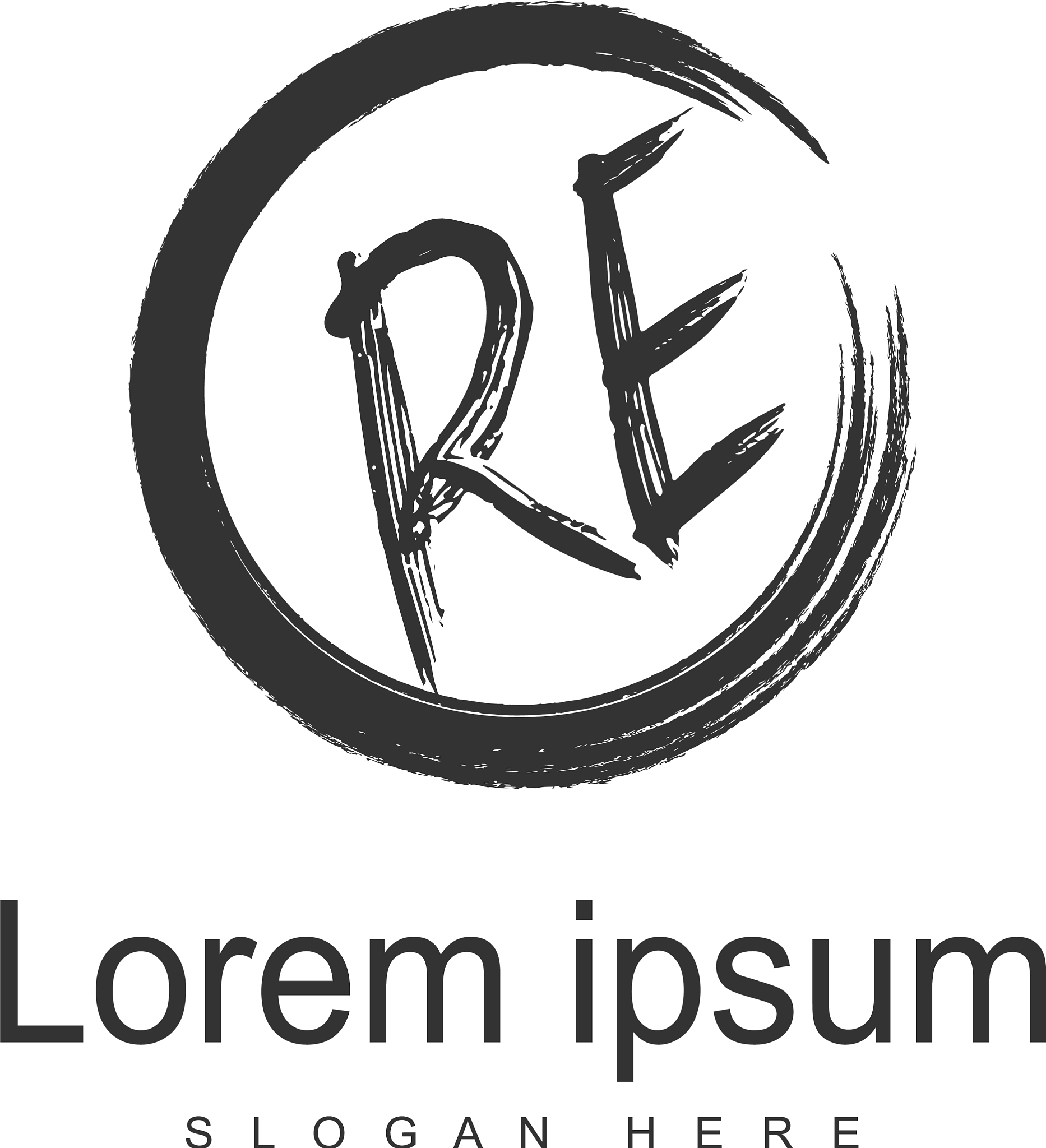 initial re logo template with modern frame