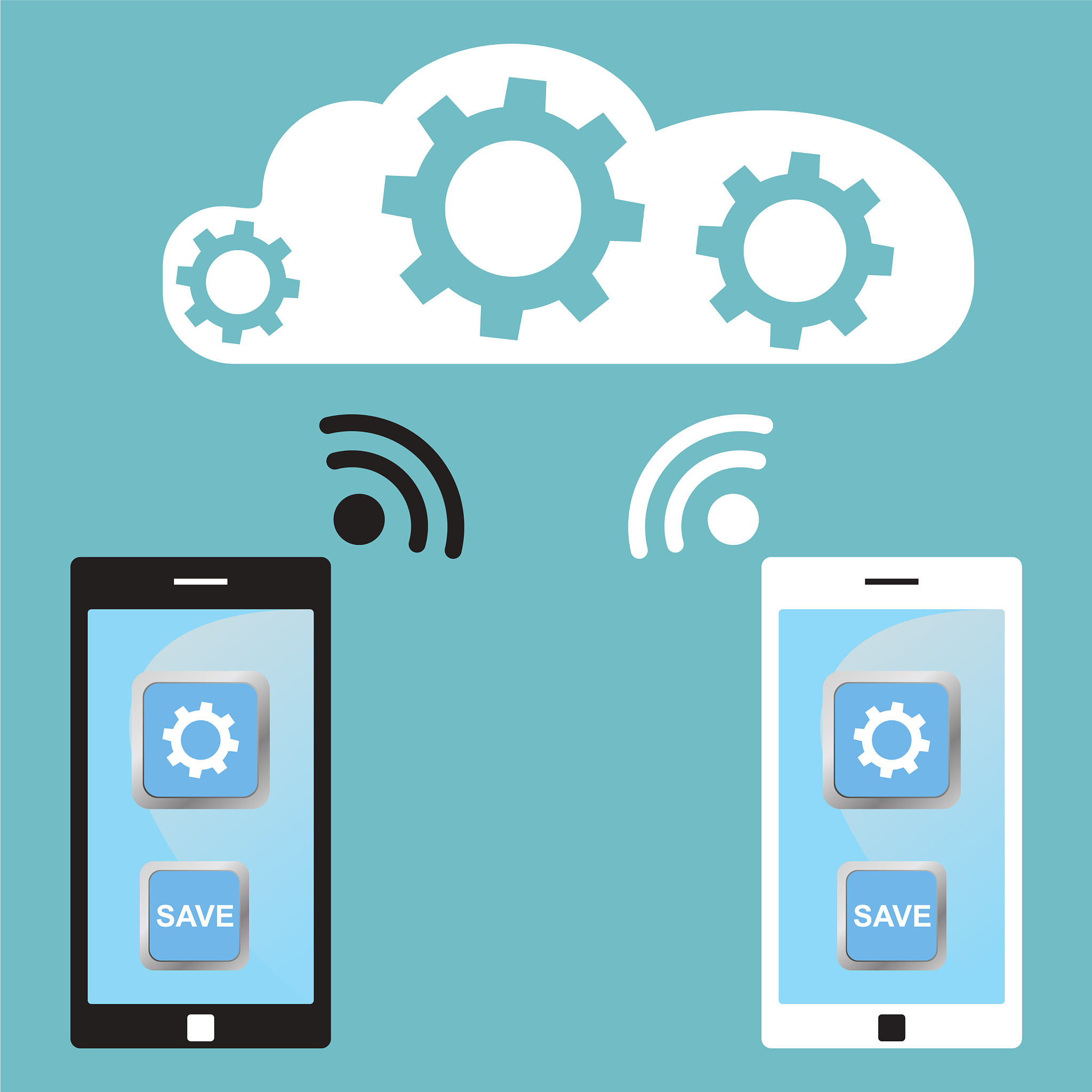 cloud technology white and black smart phone