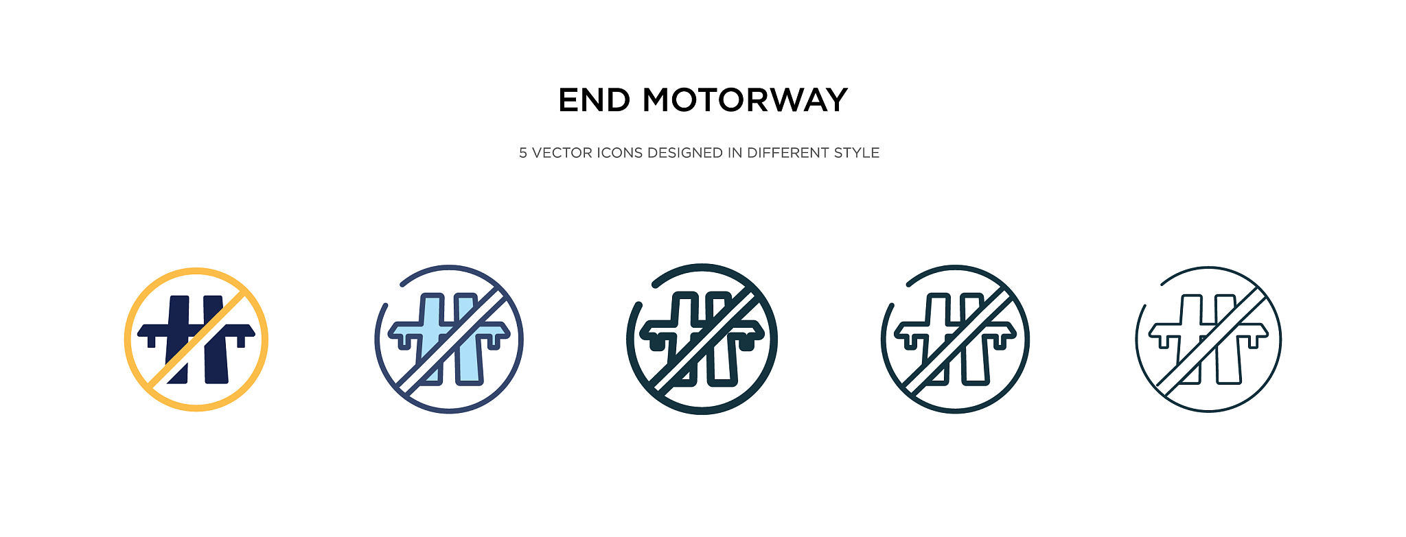 end motorway icon in different style two colored
