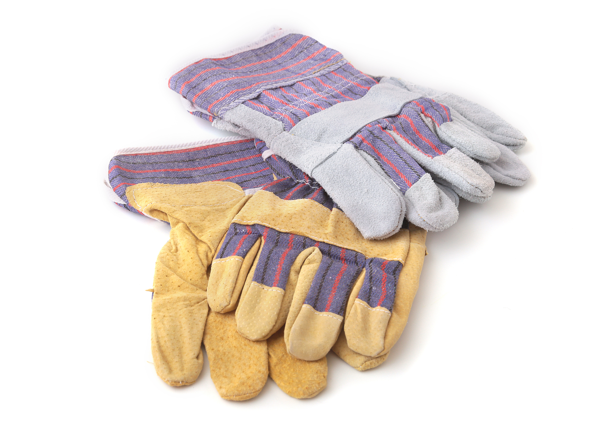 safety gloves on white background. protective worker gloves.