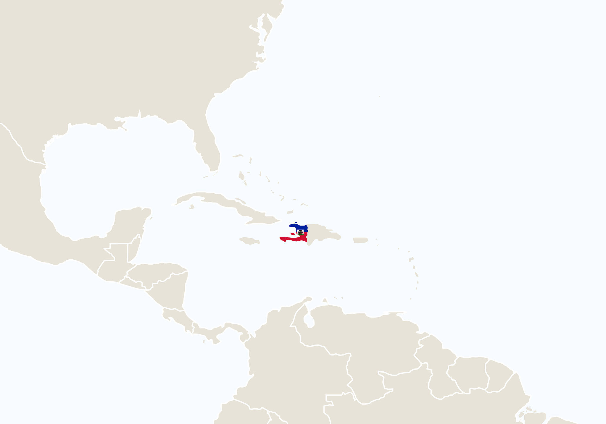south america with highlighted haiti ma<strong>p</strong>.