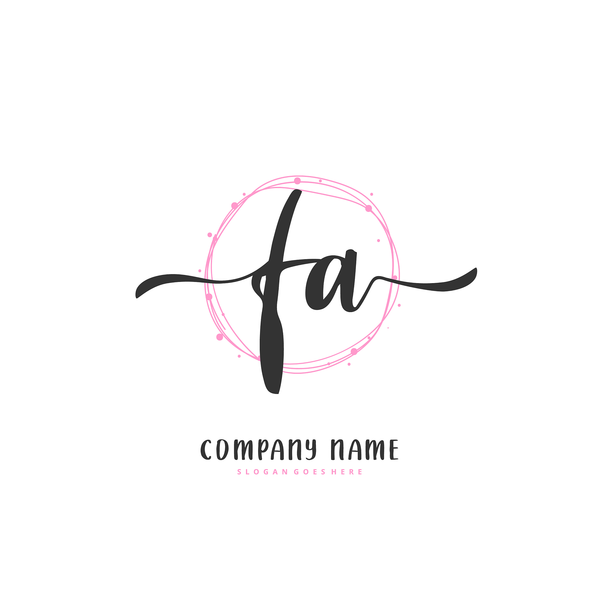 f a fa initial handwriting and signature logo
