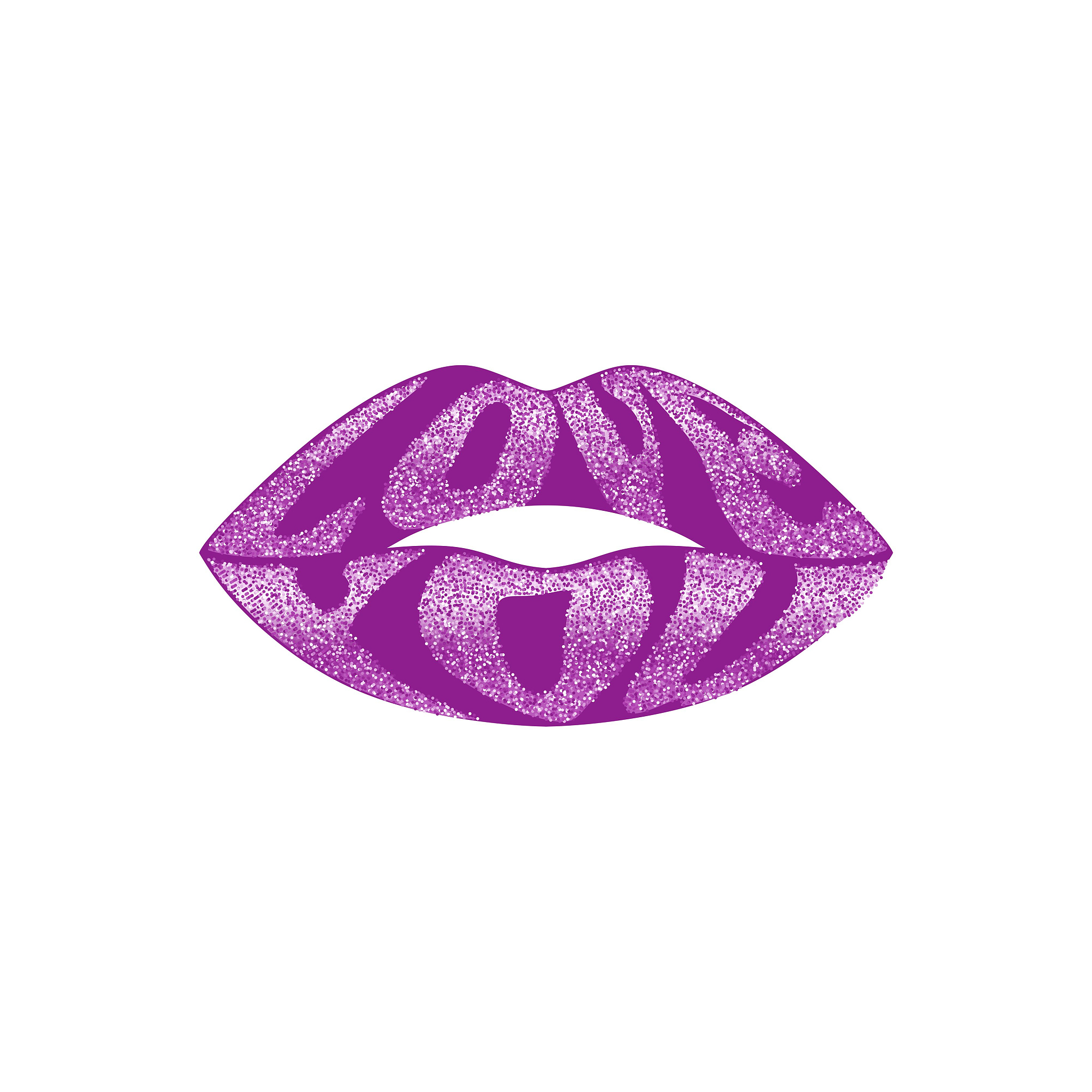 love you quotes with glitter letters in form of lips