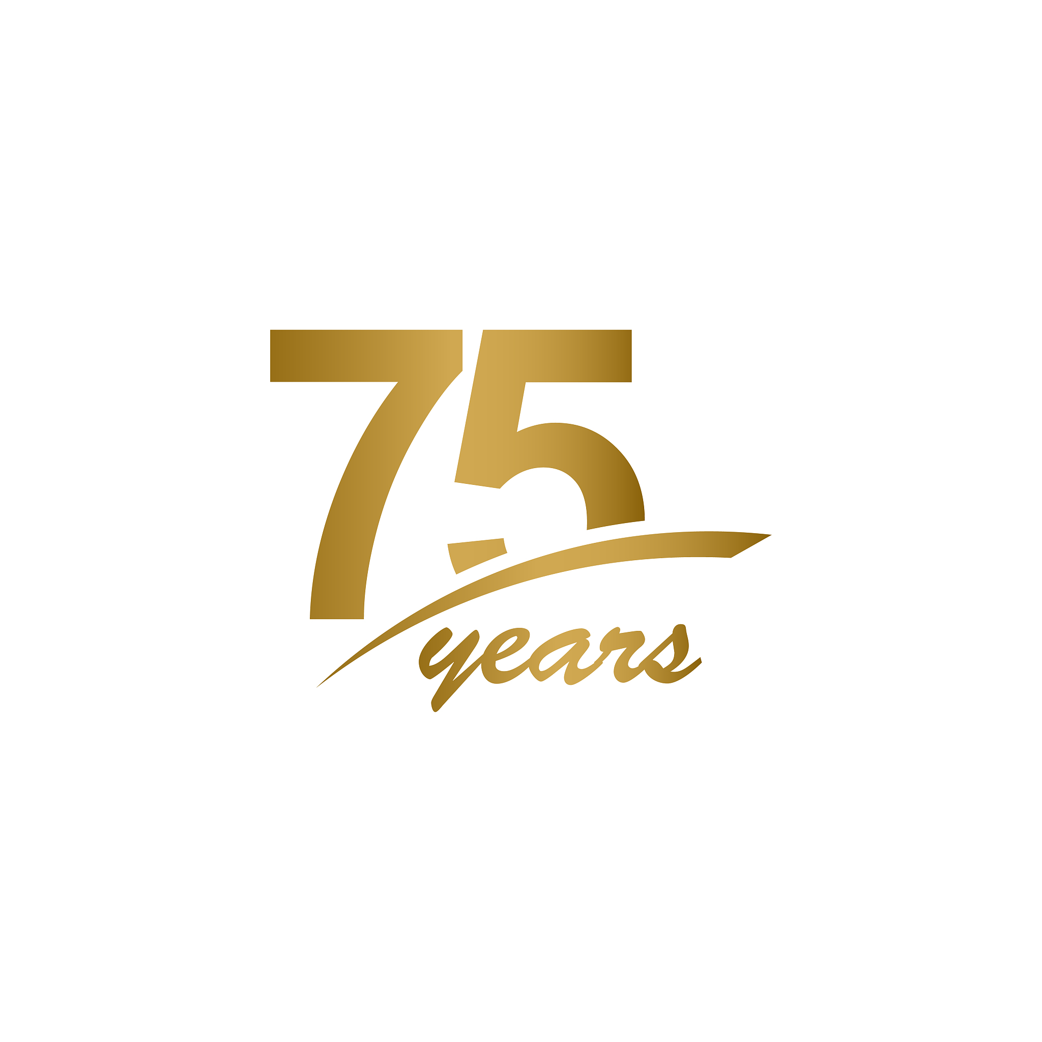 75 years anniversary elegant gold line celebration vector templa