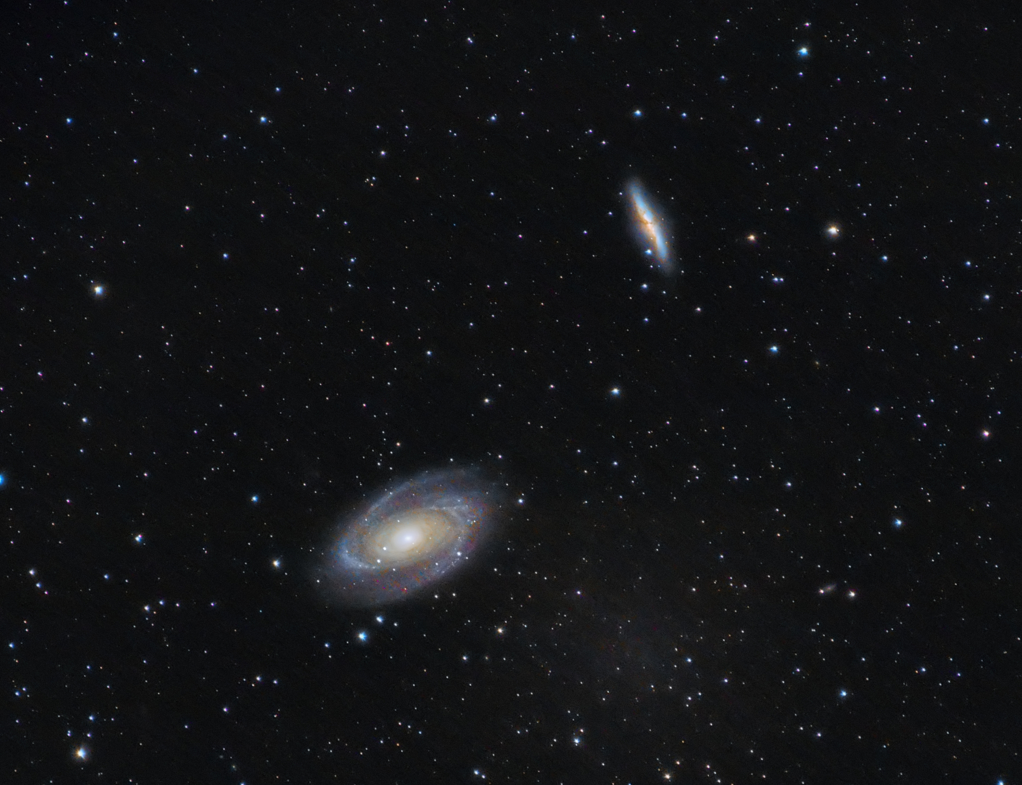 m81 and m82 galaxy in the night sky