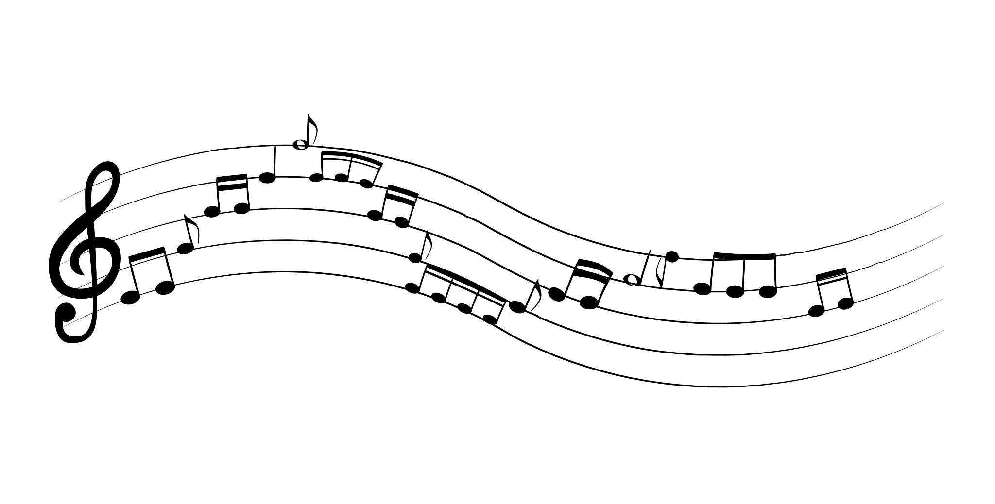 set of musical notes on five-line clock notation