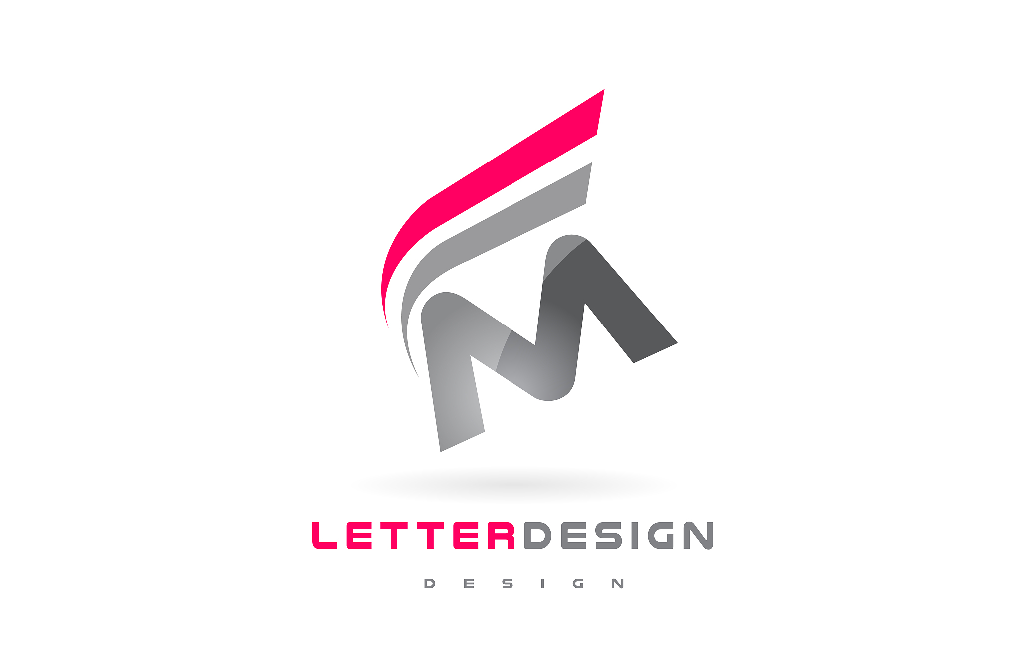 m letter logo design futuristic modern lettering