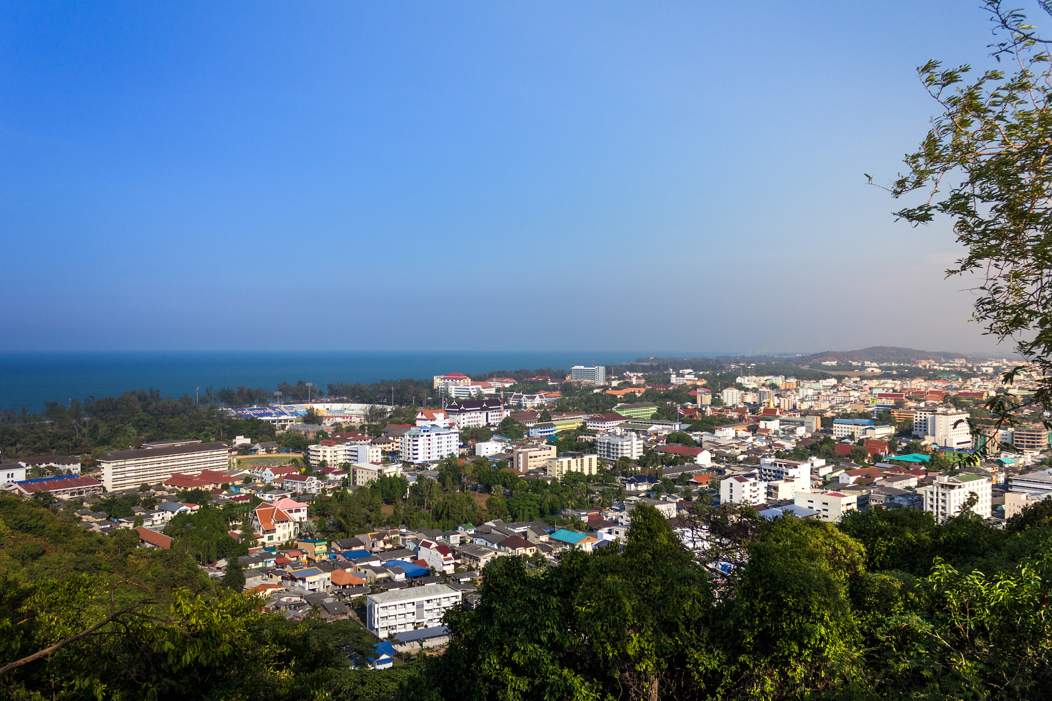 high angle view of the sea at songkhla, thailand.