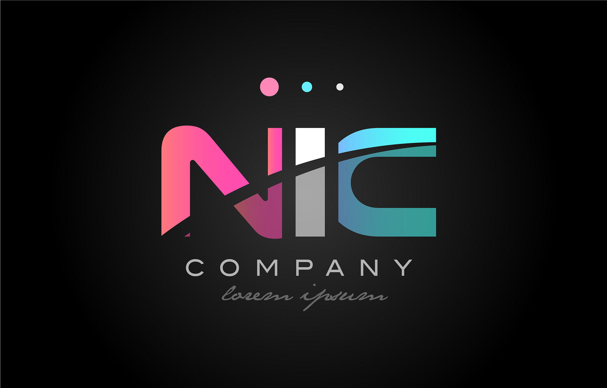 nic n i c three letter logo icon design