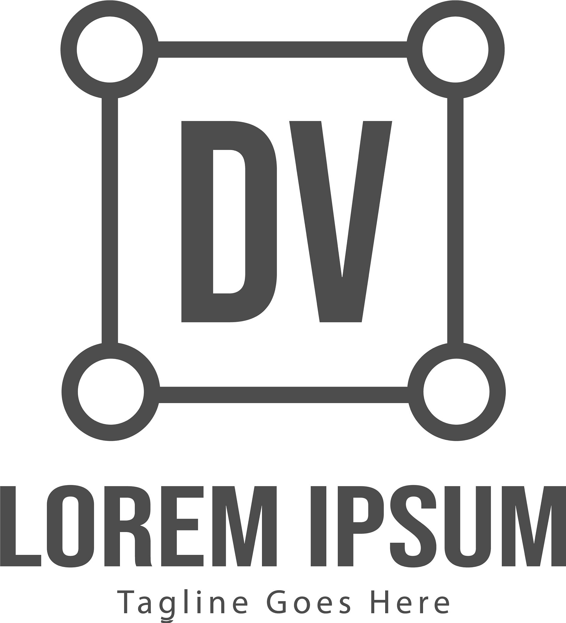initial dv logo template with modern frame