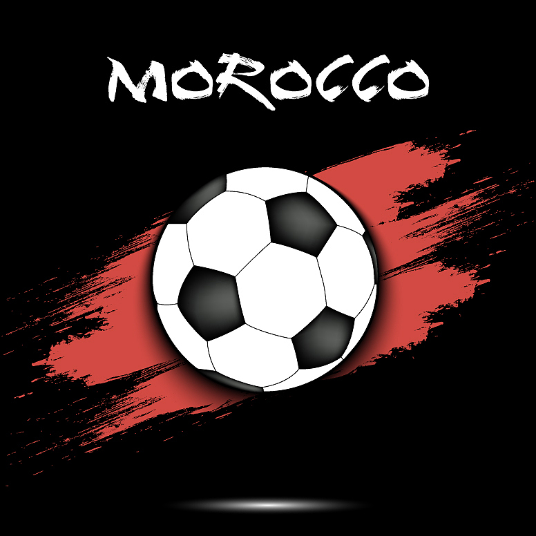 soccer ball and morocco flag