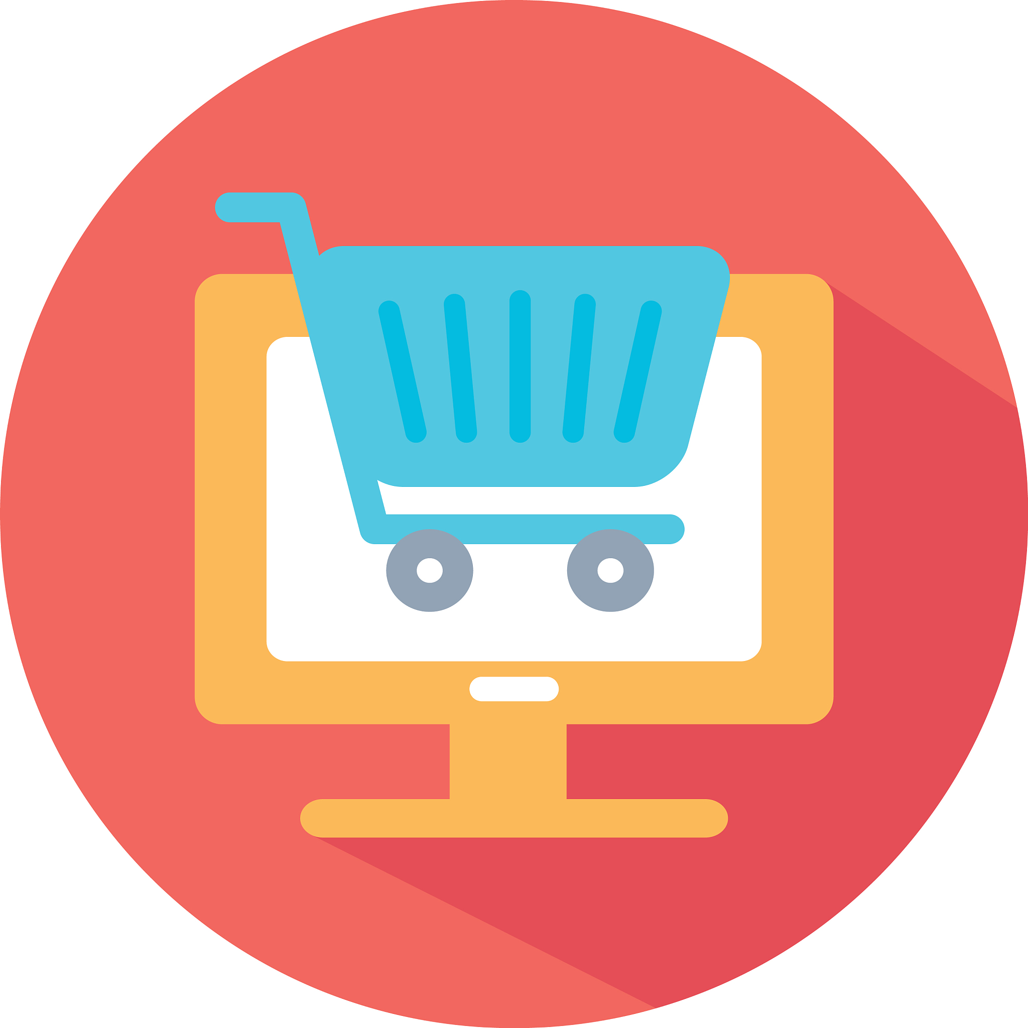 shopping online concept computer with shopping