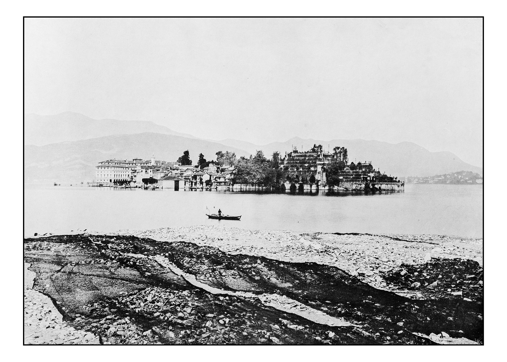 antique dotprinted photographs of italy: alpine lakes, lake magg