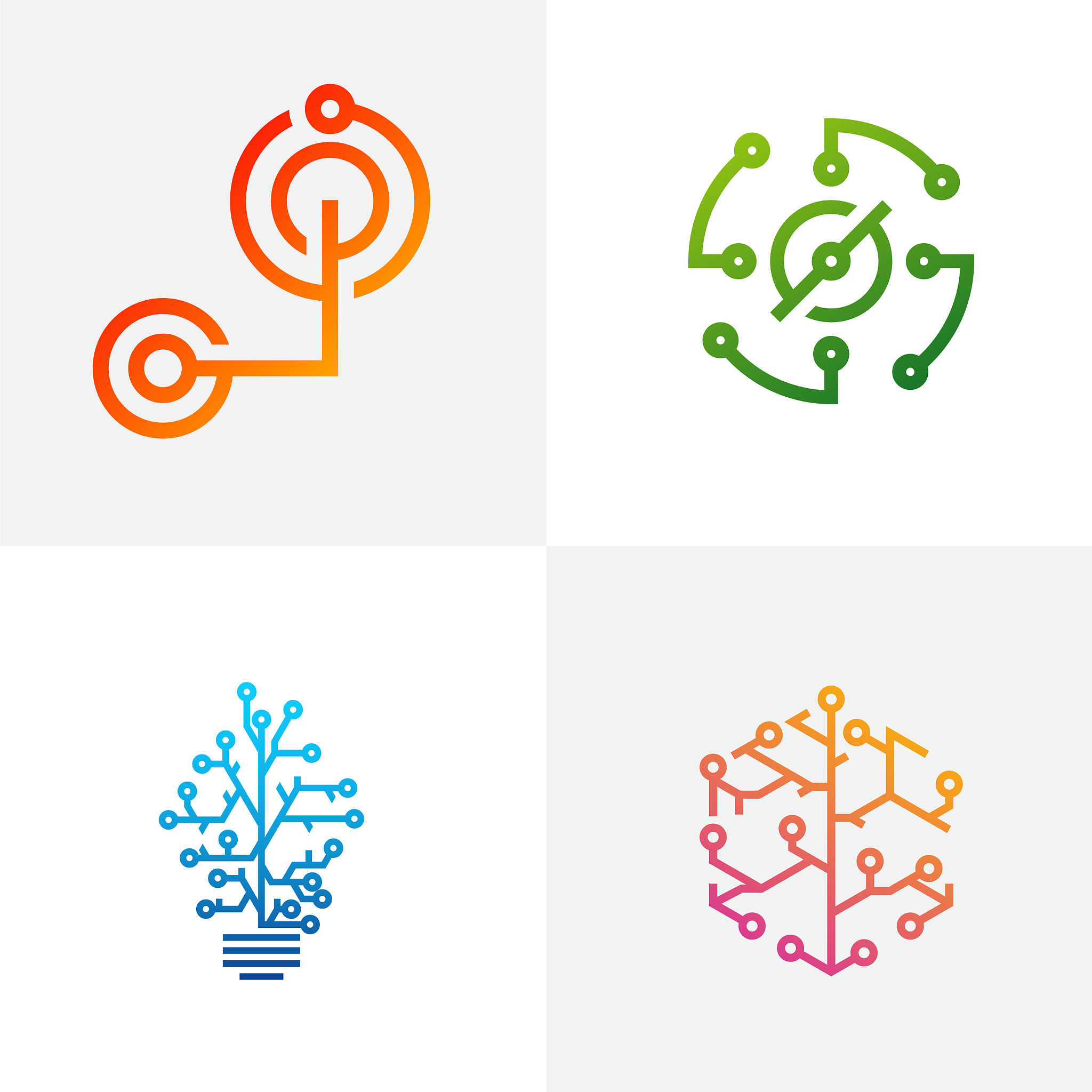set circuit logo design template circular logo