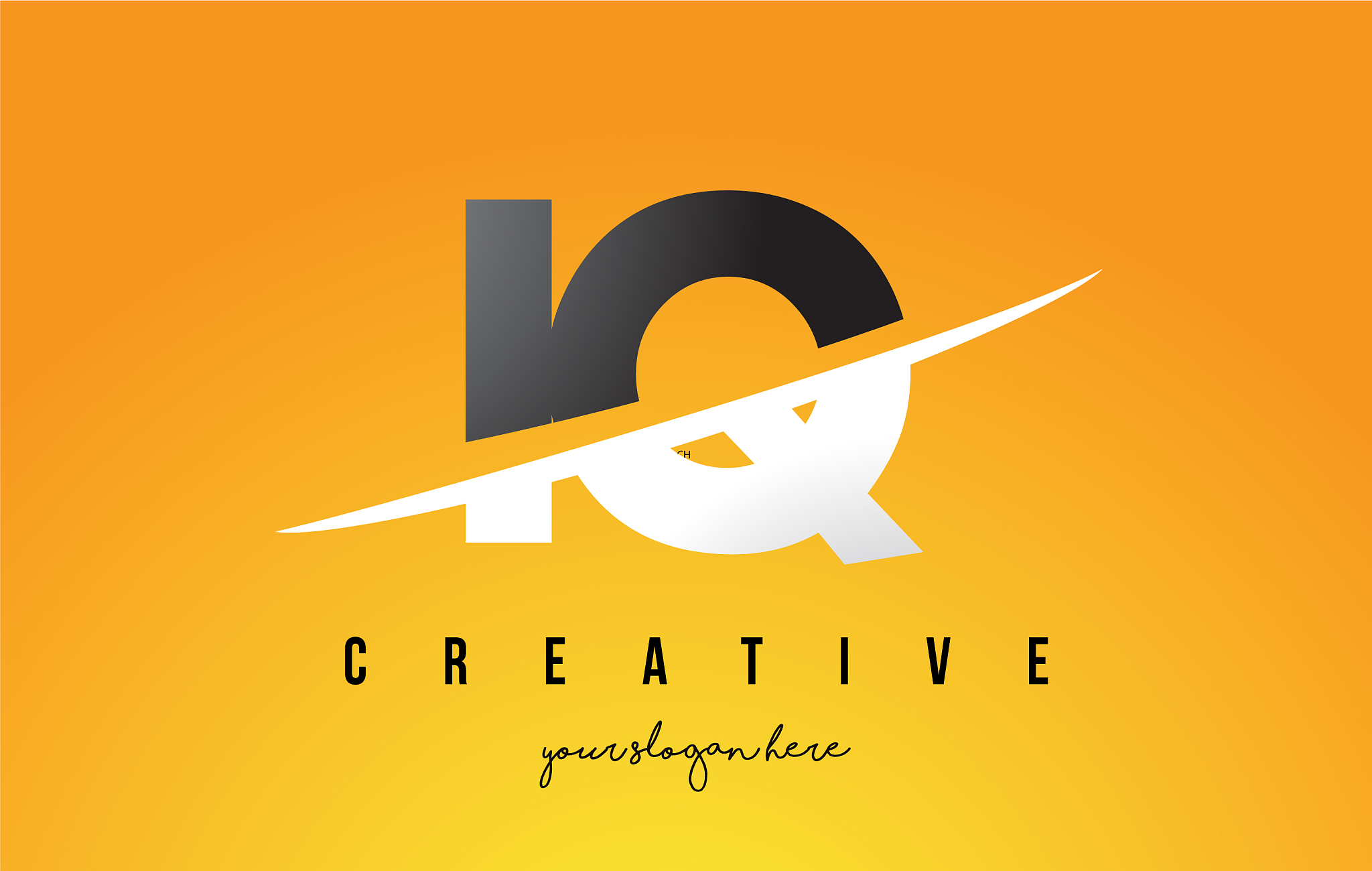 iq i q letter modern logo design with yellow