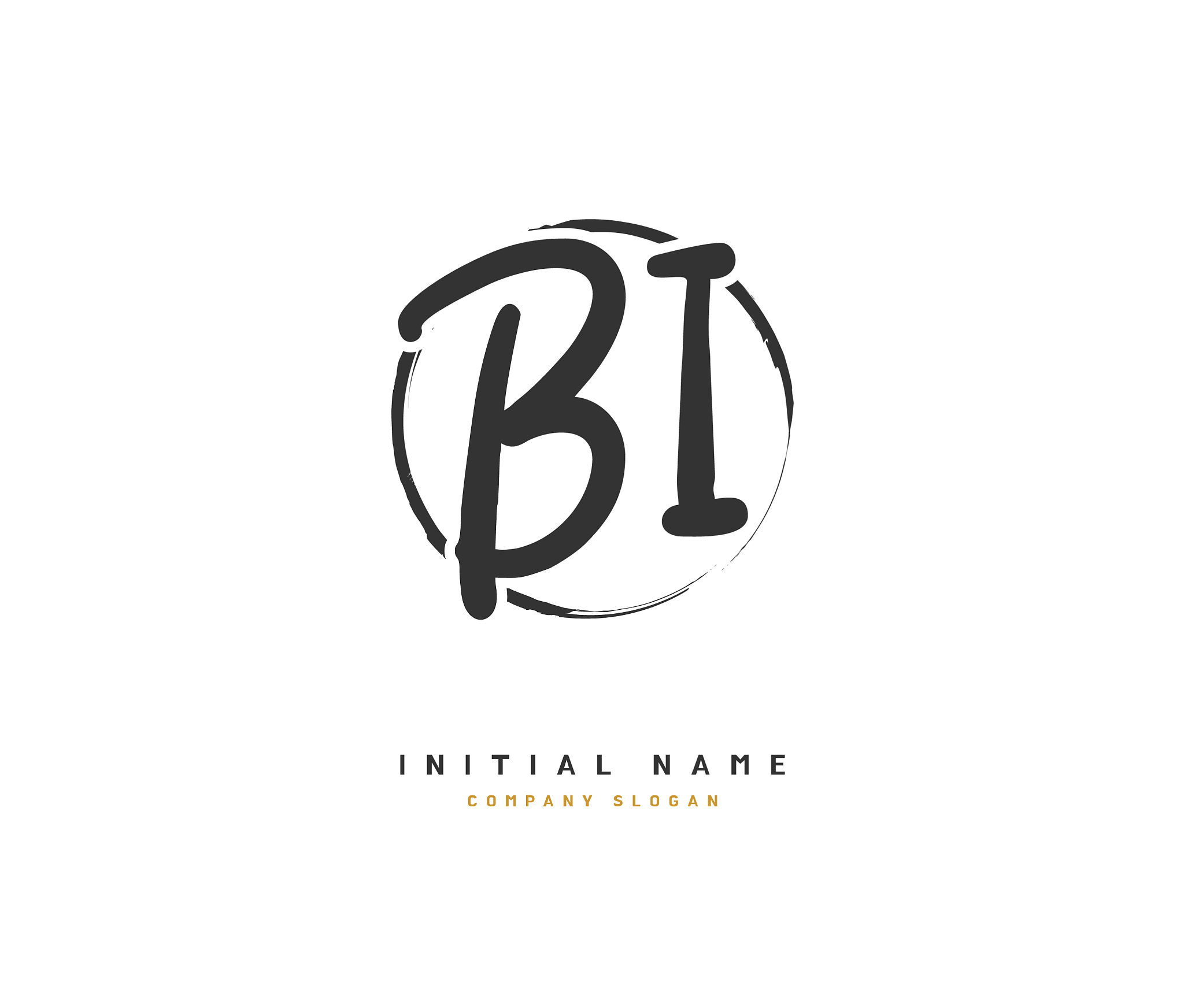 b i bi beauty initial logo handwriting logo of