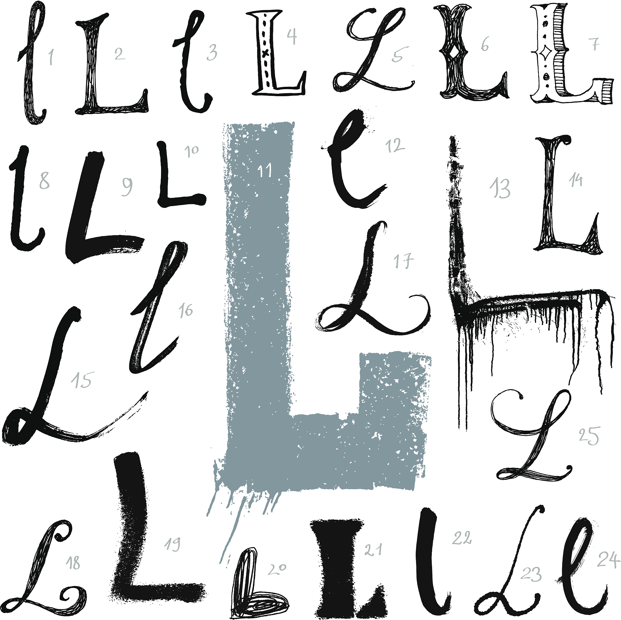 vector alphabet. letter l.