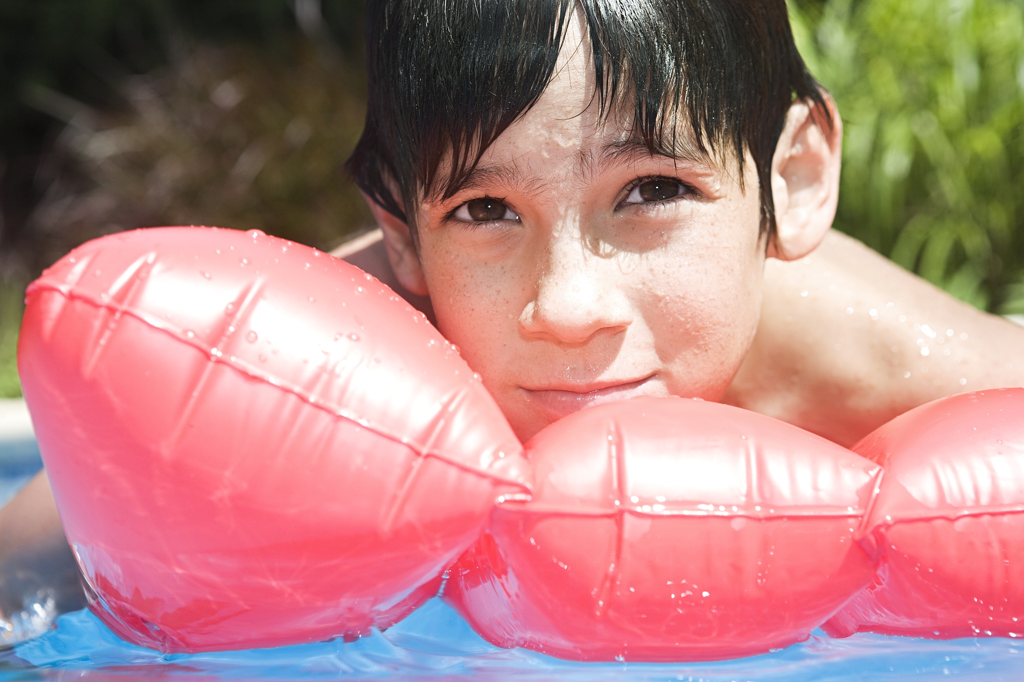 boy in a swimming pool