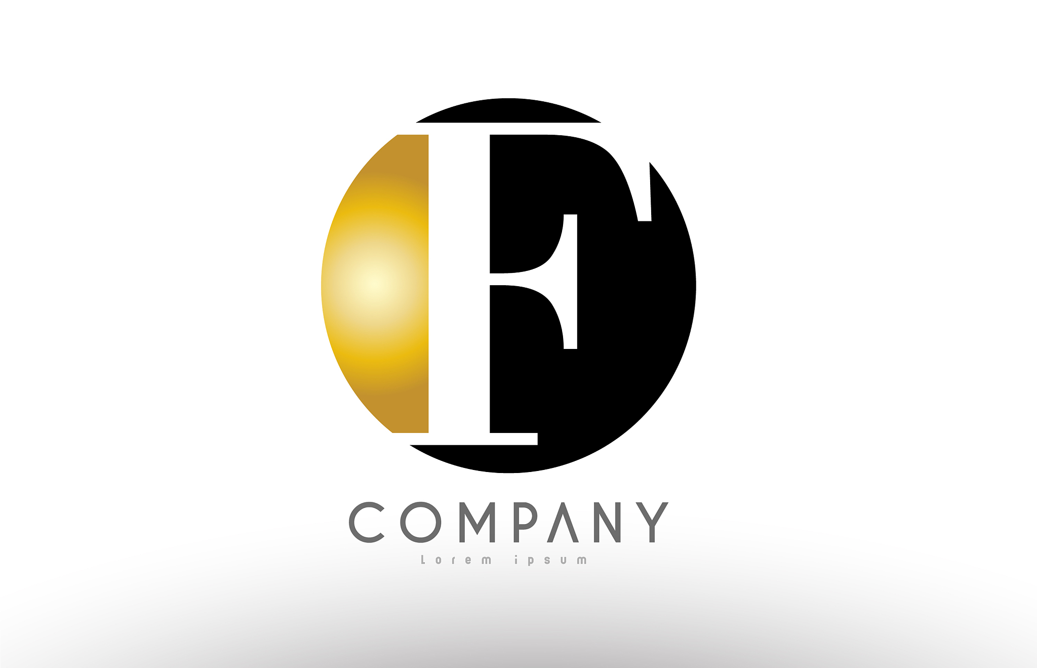 f black white gold golden letter logo design