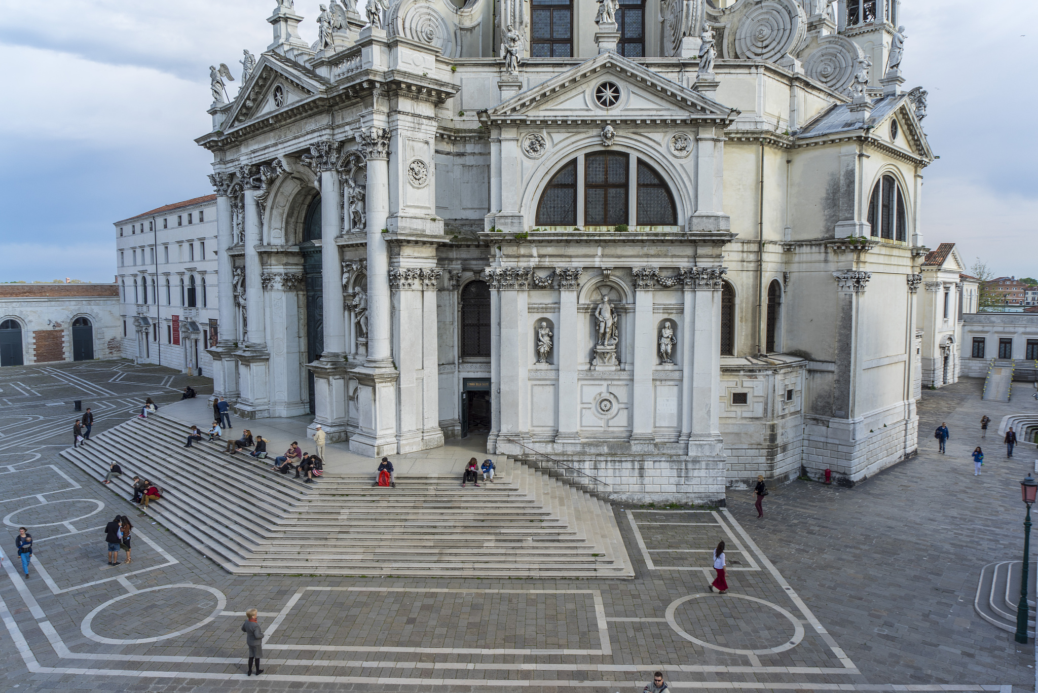 dorsoduro district, tourist at santa maria della salute church, 