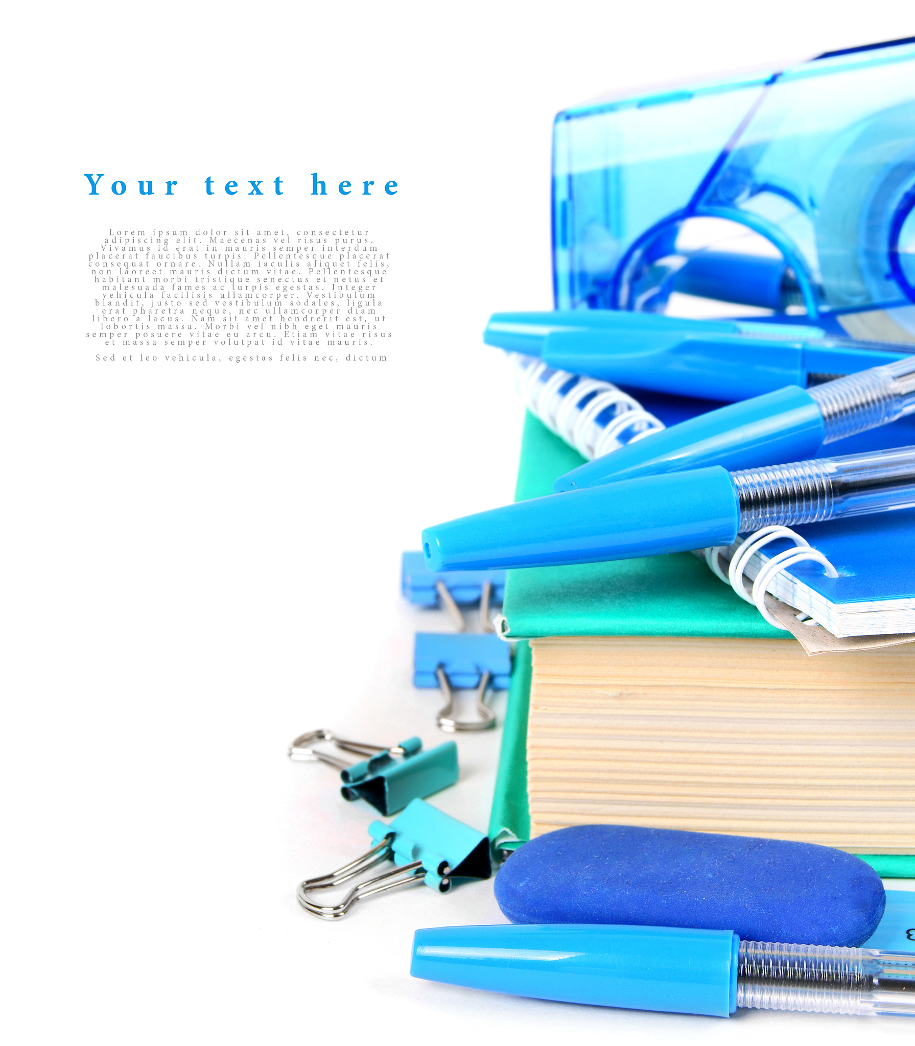 school tools on a white background.