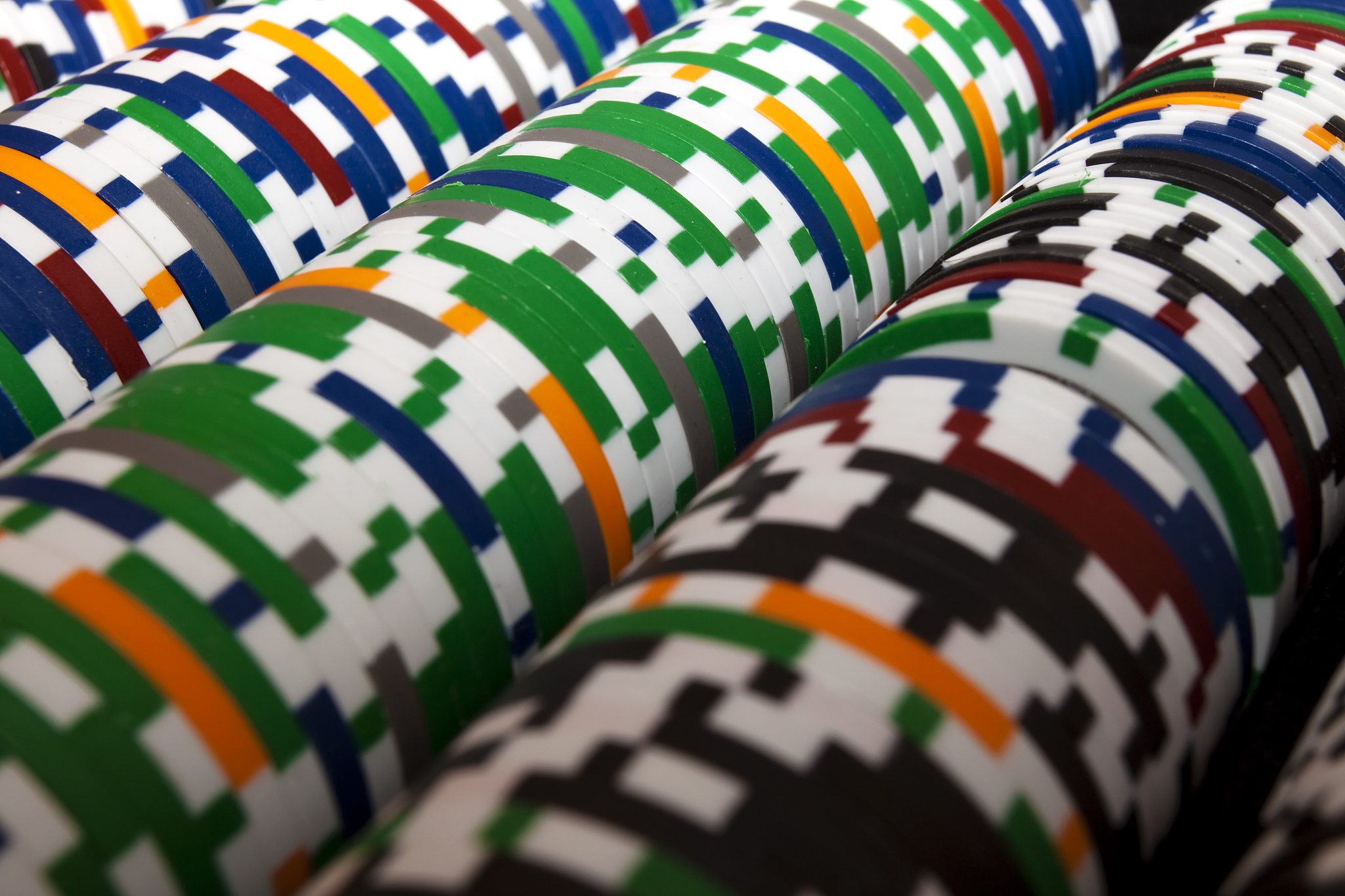 rows of multi colored poker chips xl