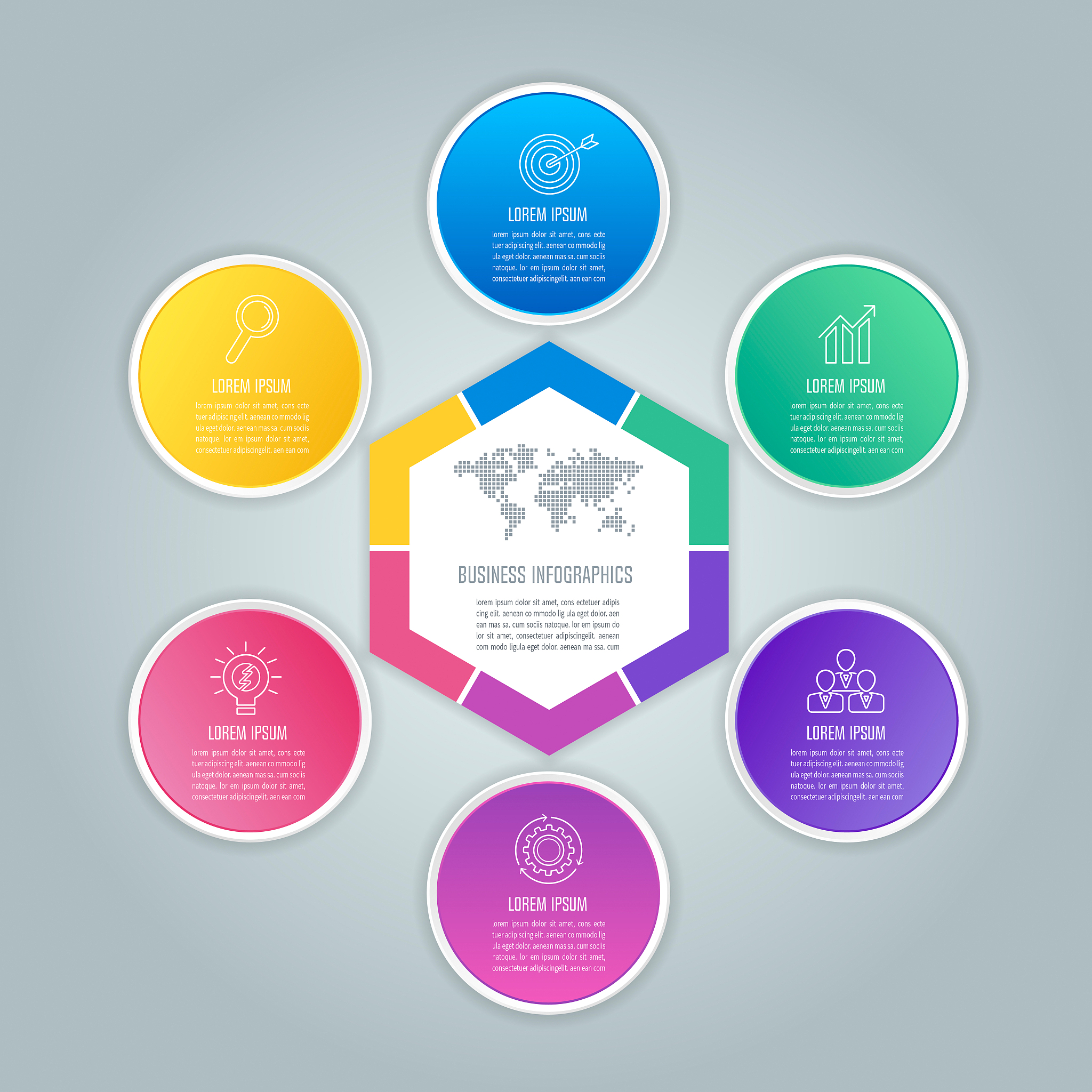 infographic design business concept with 6 options, parts or pro