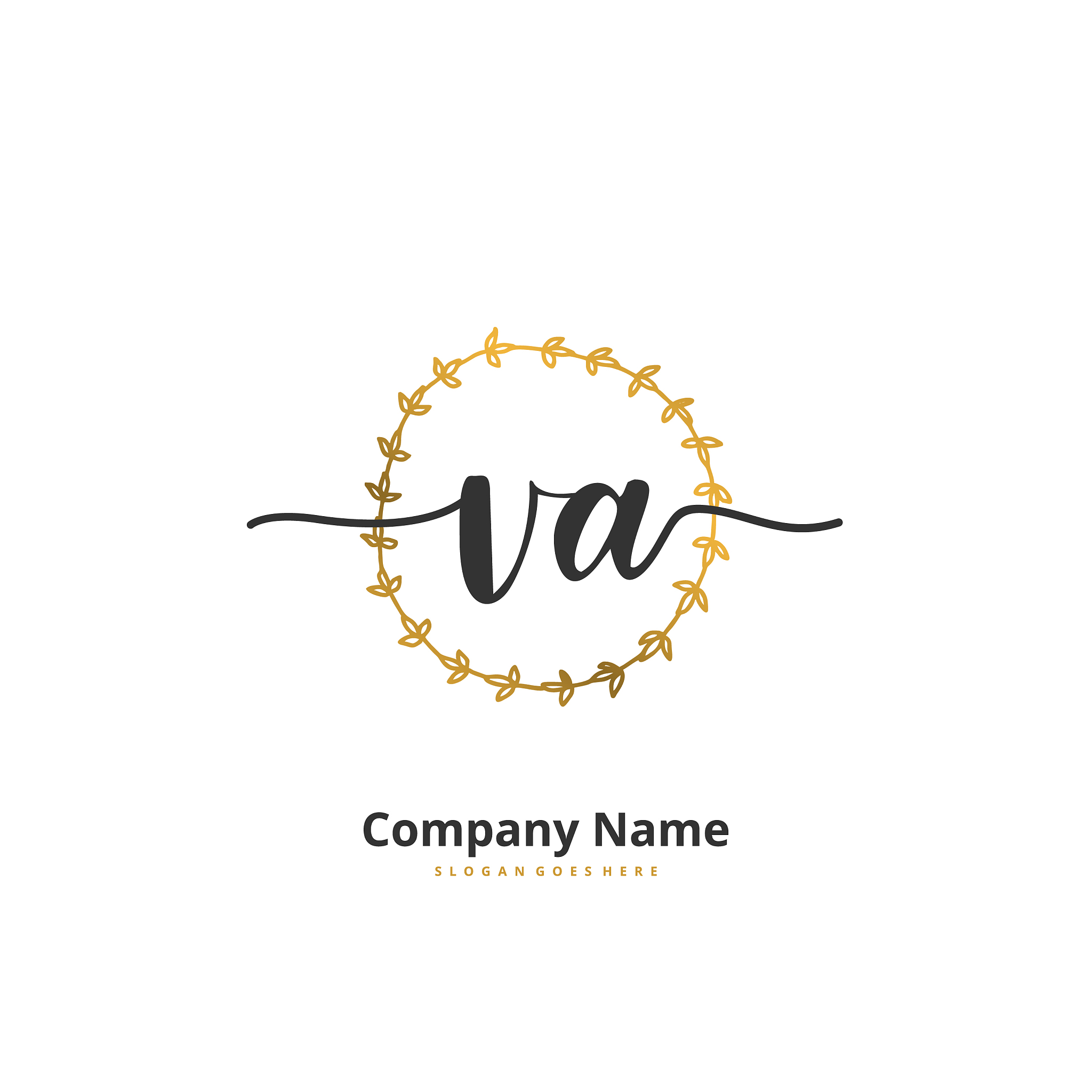 v a va initial handwriting and signature logo