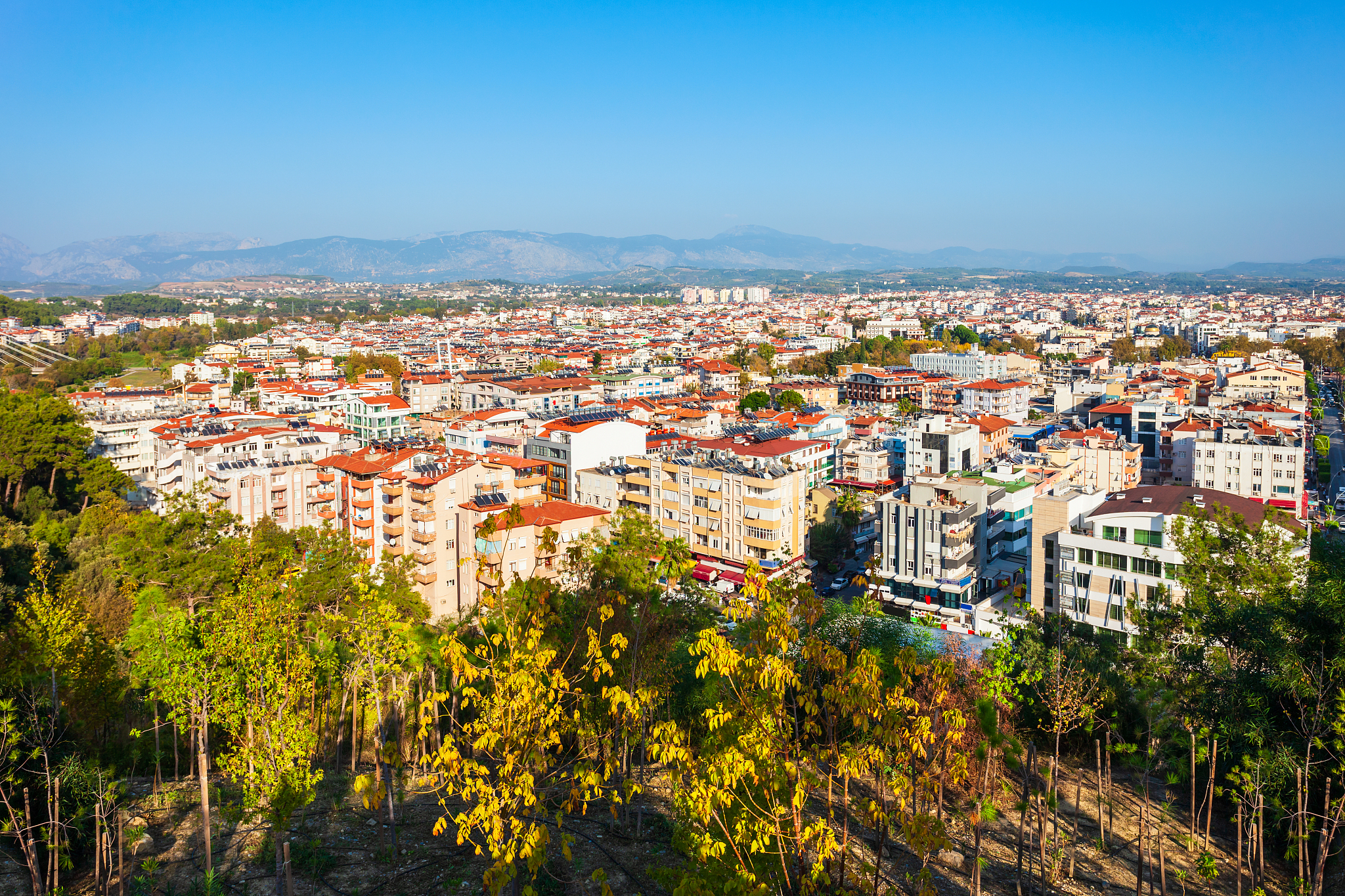 manavgat city aerial panoramic view, turkey
