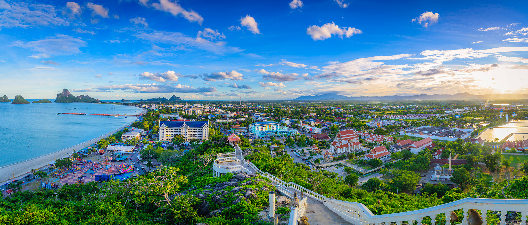 panorama viewpoint of khao chong krachok at sunset