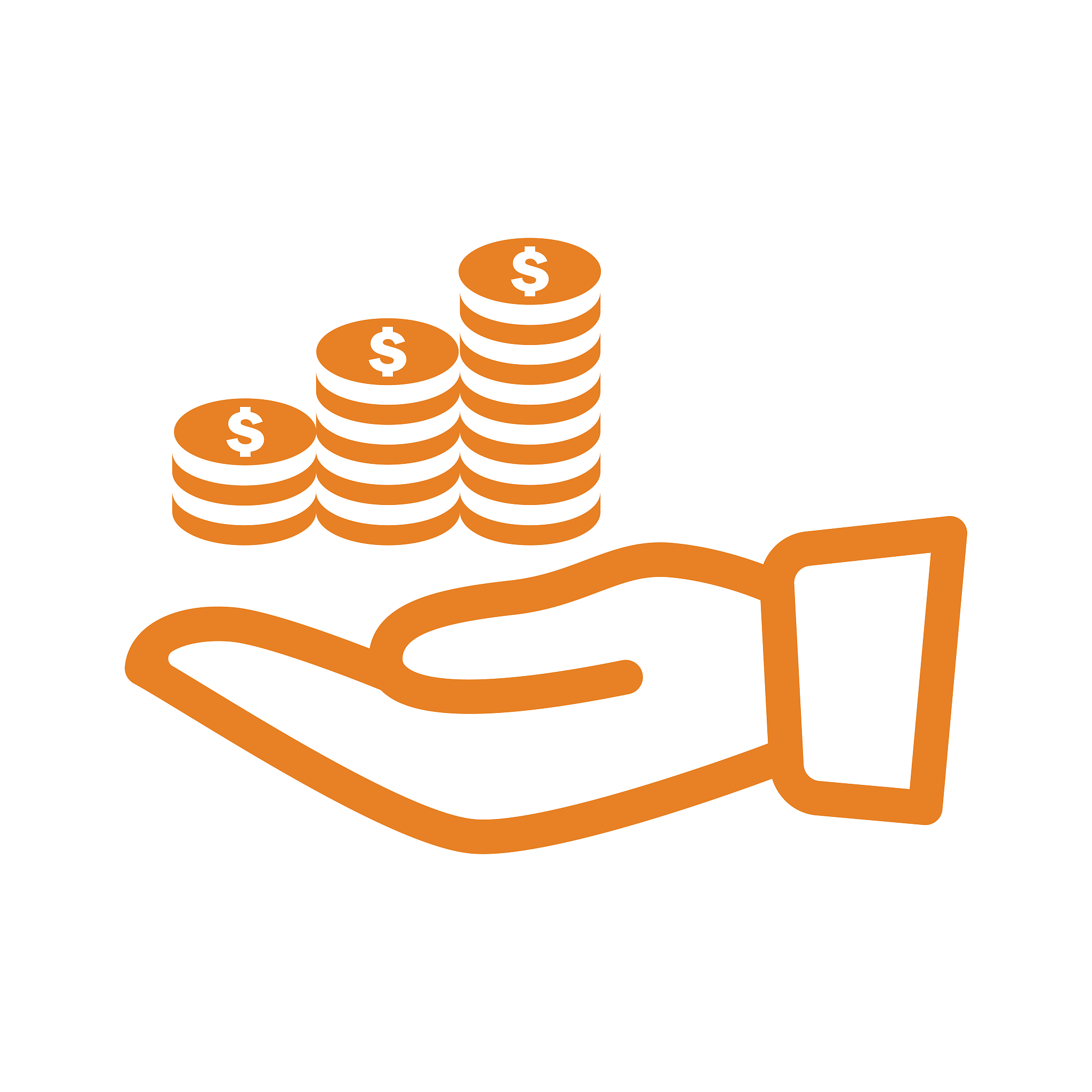 investment orange icon, save money, money on hand