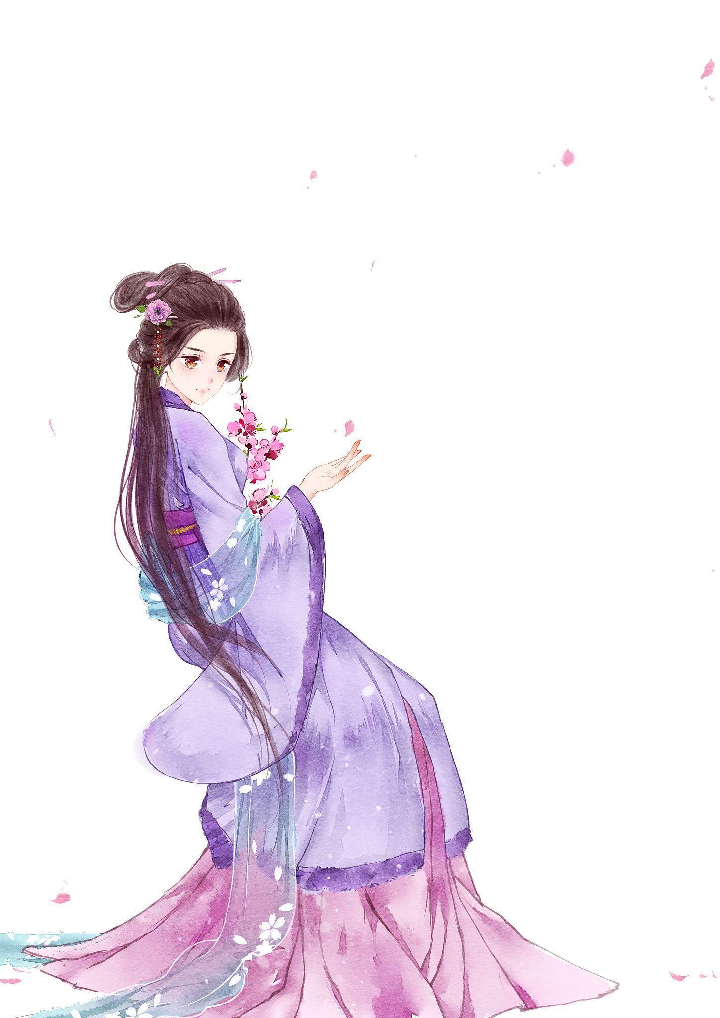 50字描述一个古风女孩持枪