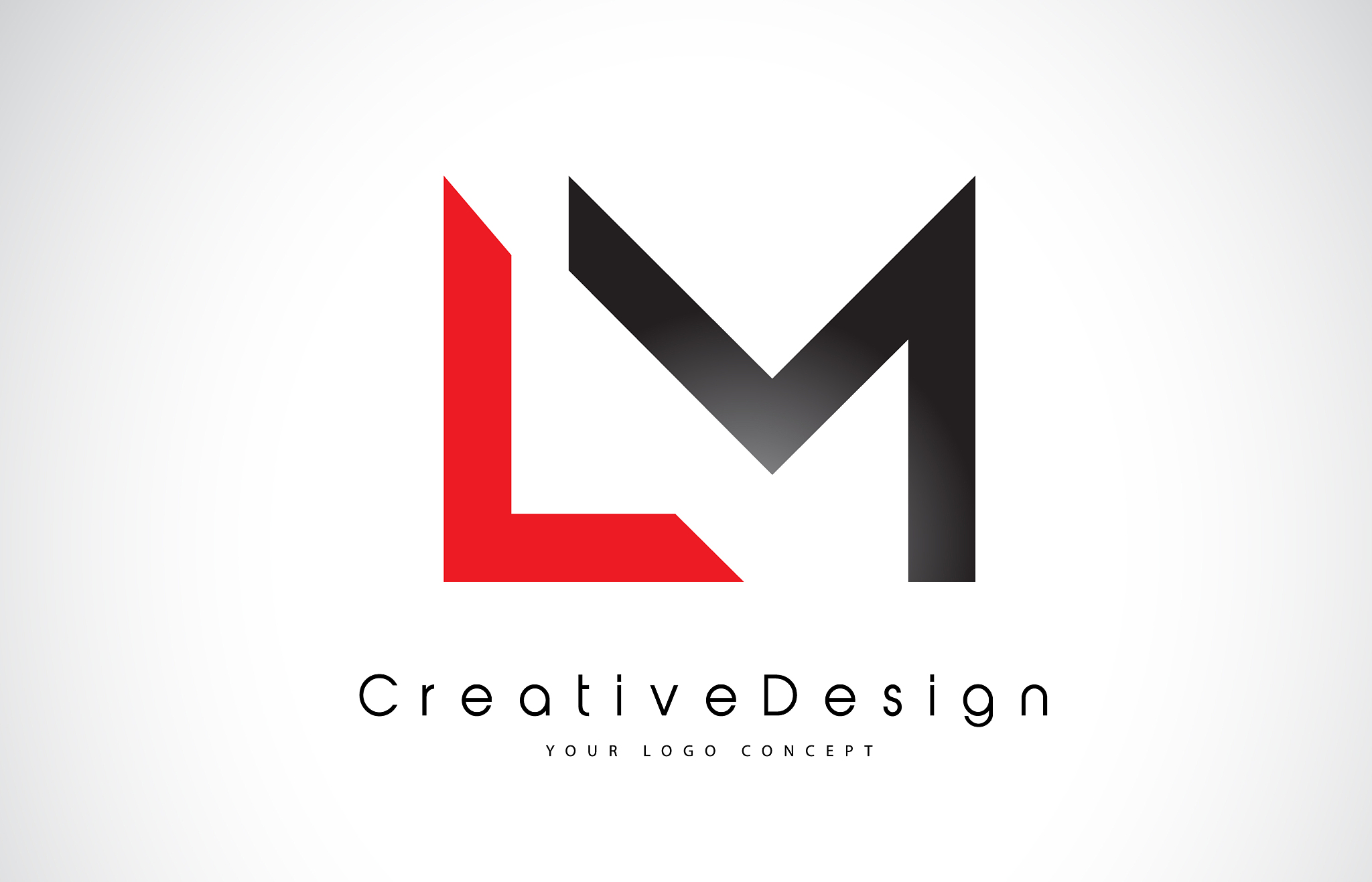 red and black lm l m letter logo design creative