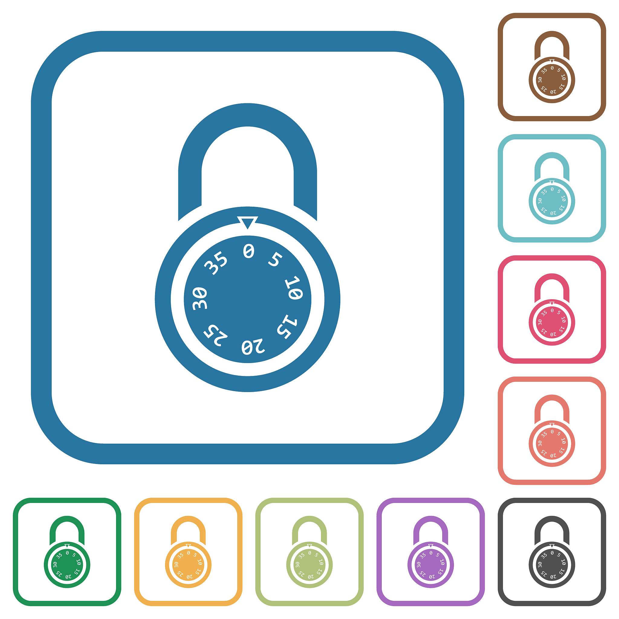 locked round combination lock simple icons