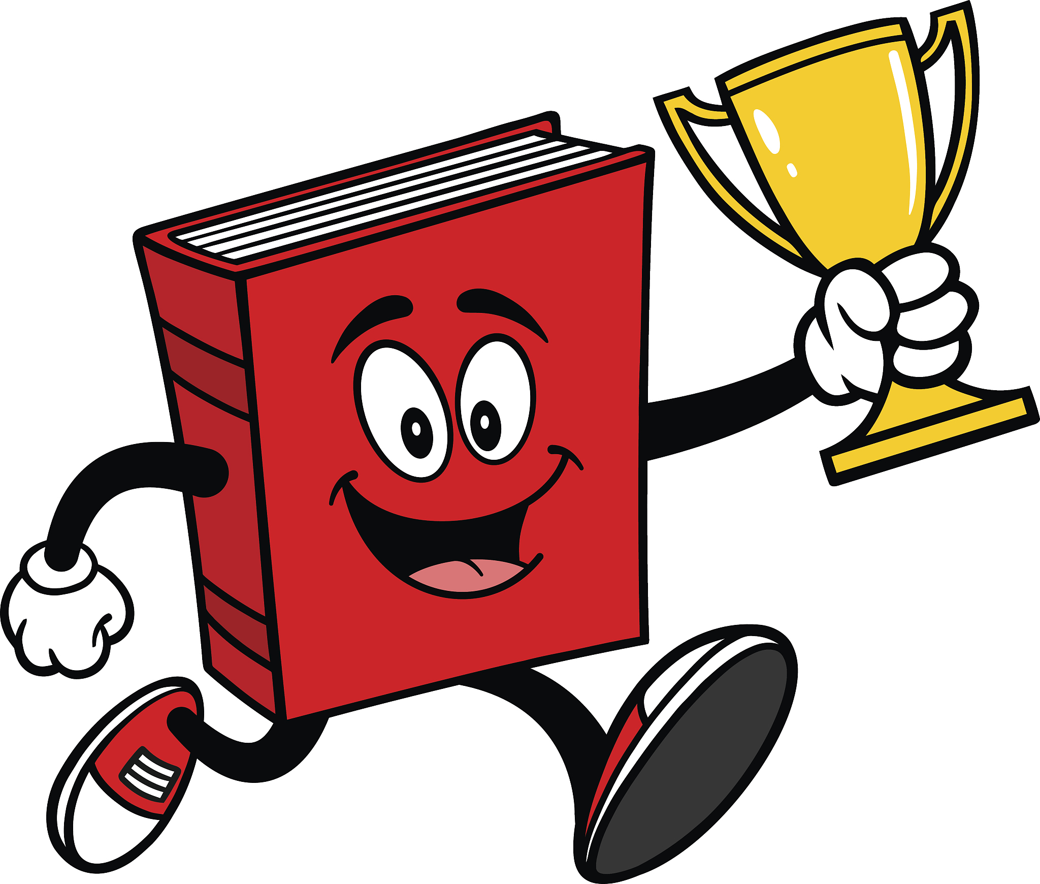 book running with trophy
