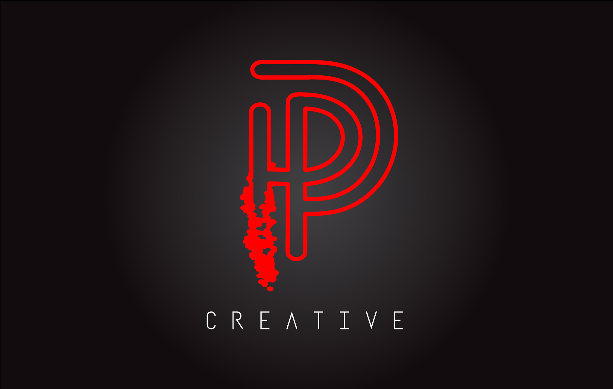 p monogram letter logo design brush paint stroke