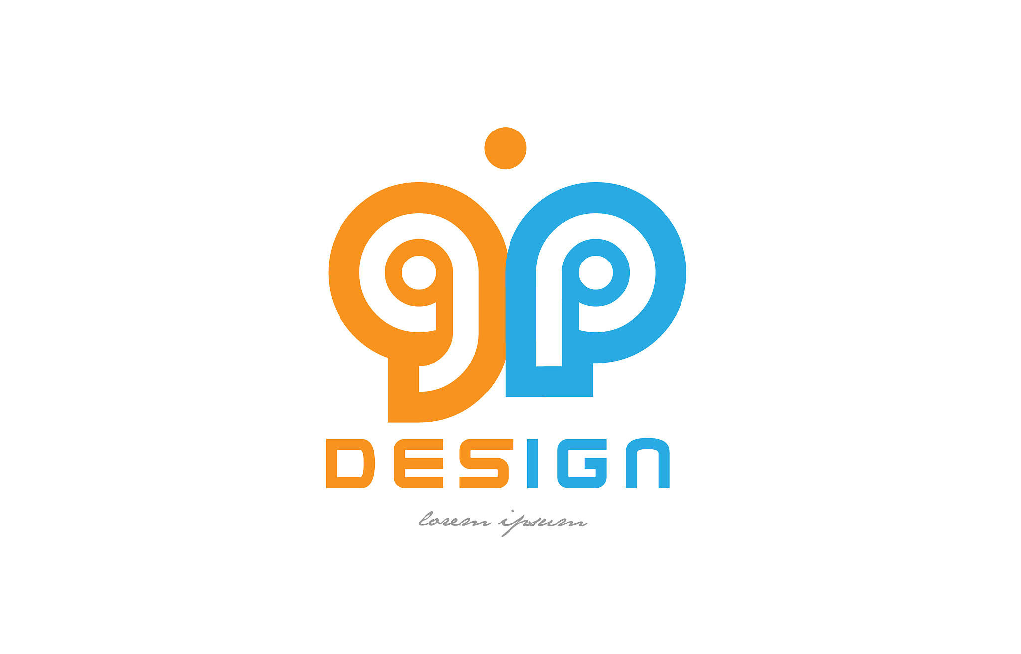 gp g p orange blue alphabet letter logo
