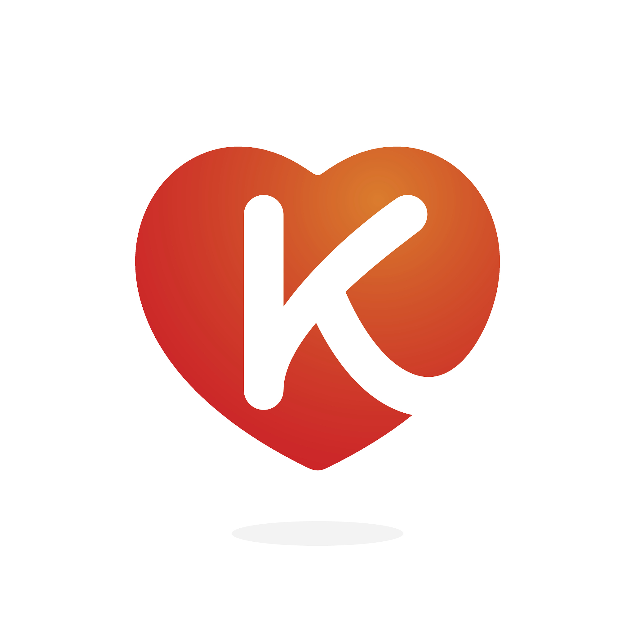 k letter inside heart for st. valentine's day design.