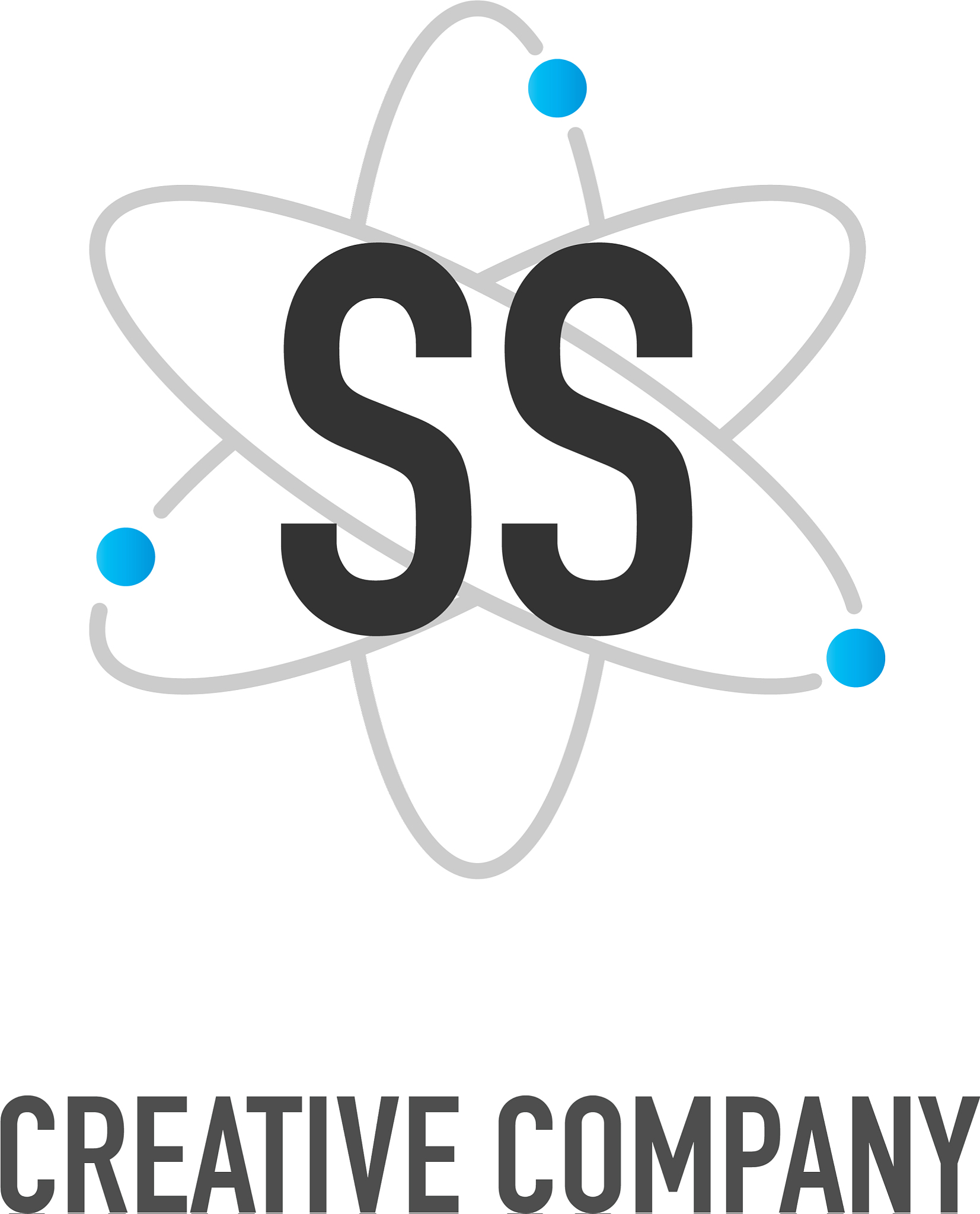 initial letter ss atom neutron design logo