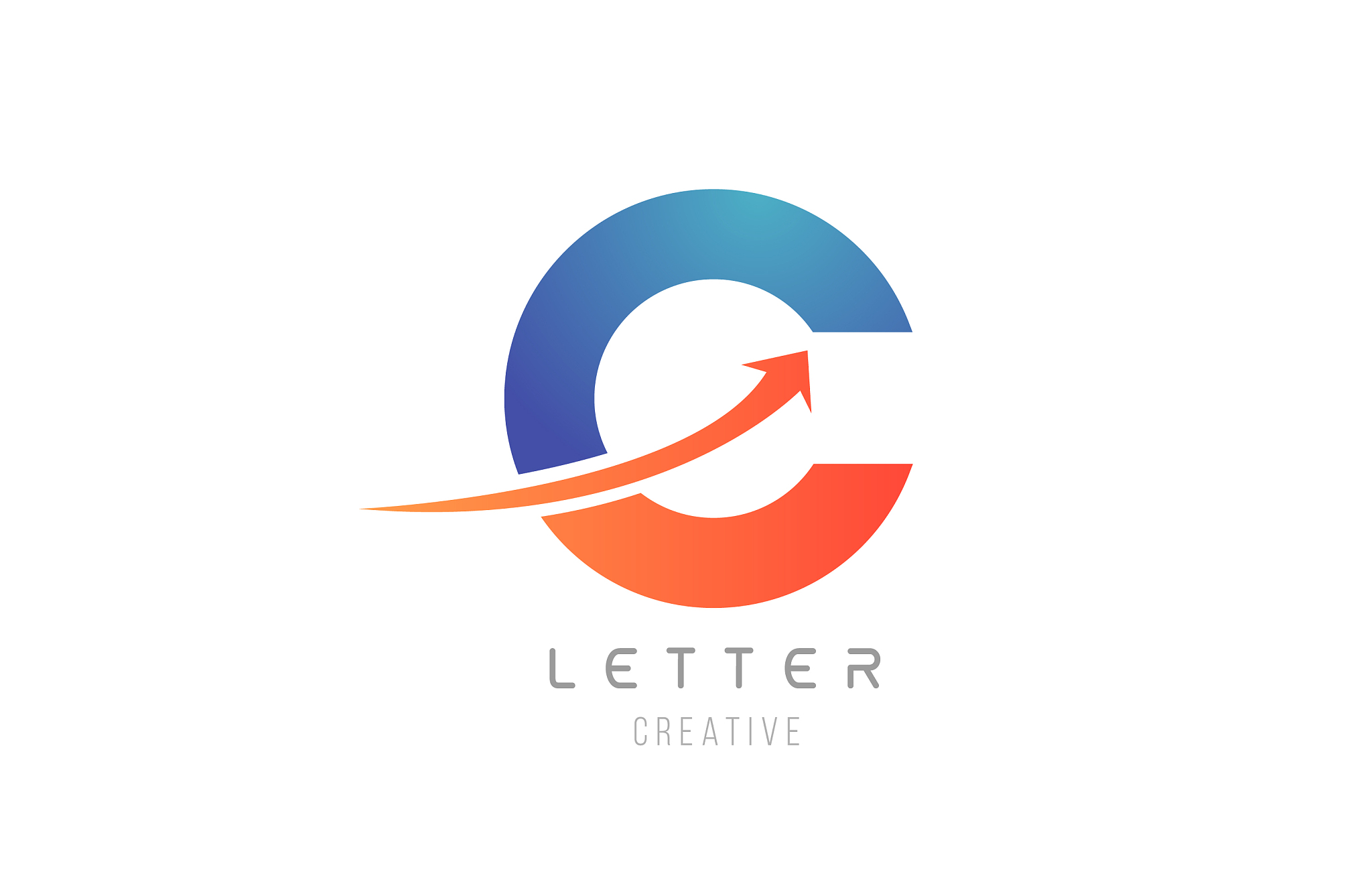 blue orange c letter alphabet icon design for