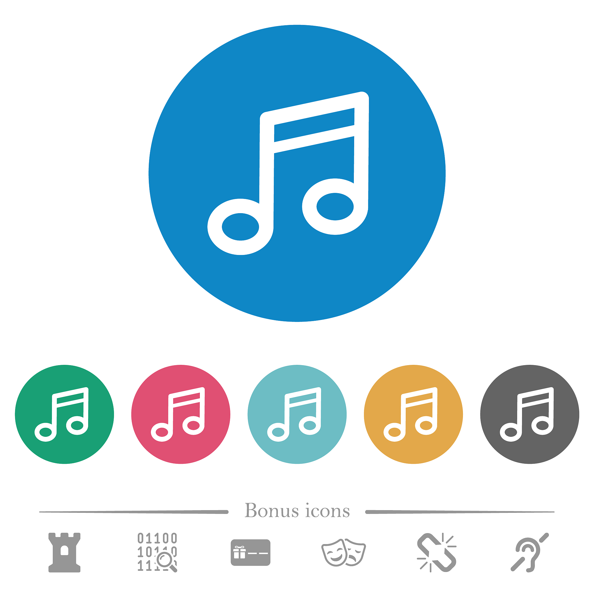 music note flat round icons
