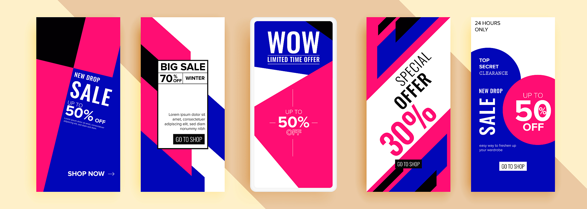 trendy editable template for social networks stories, vector ill