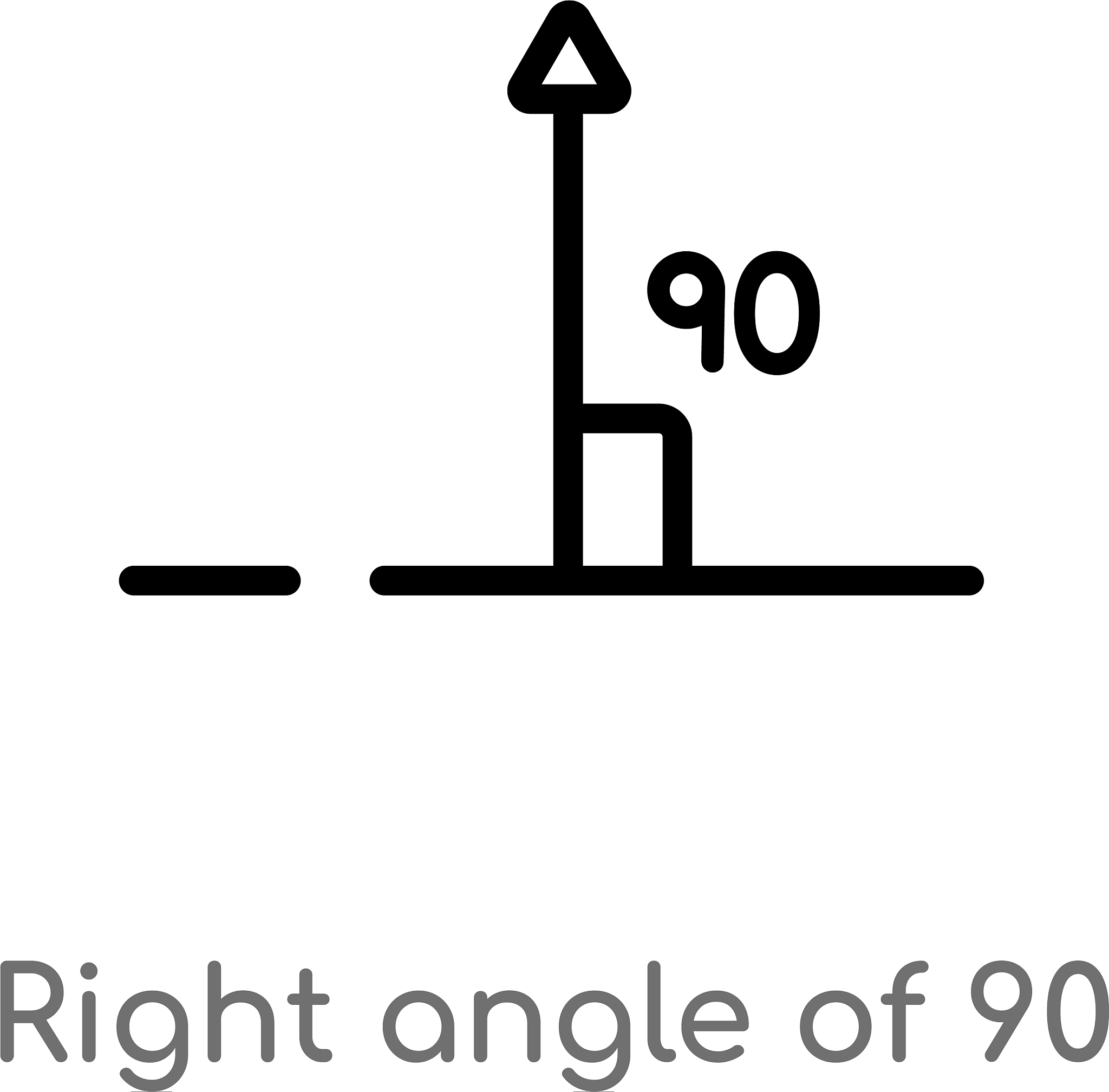 outline right angle 90 degrees icon isolated