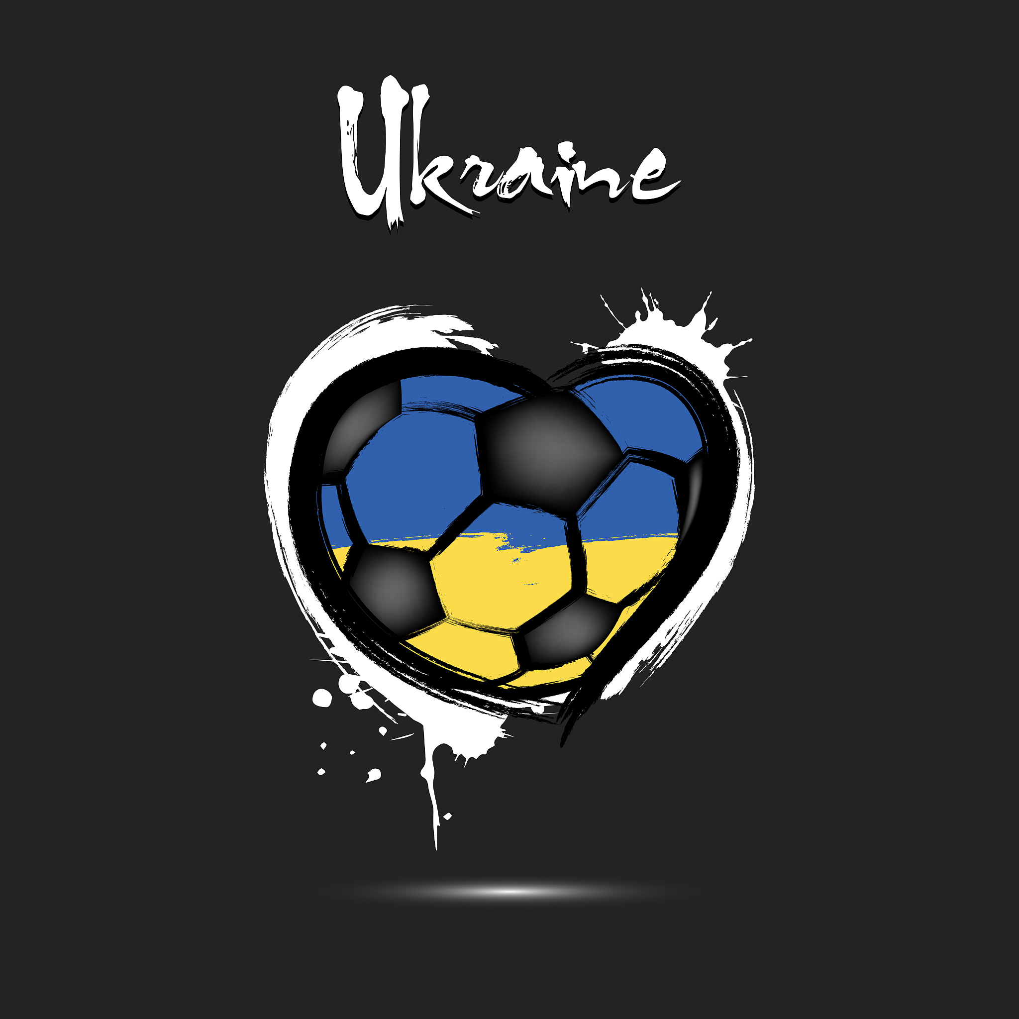 soccer ball shaped as a heart in color of ukraine flag