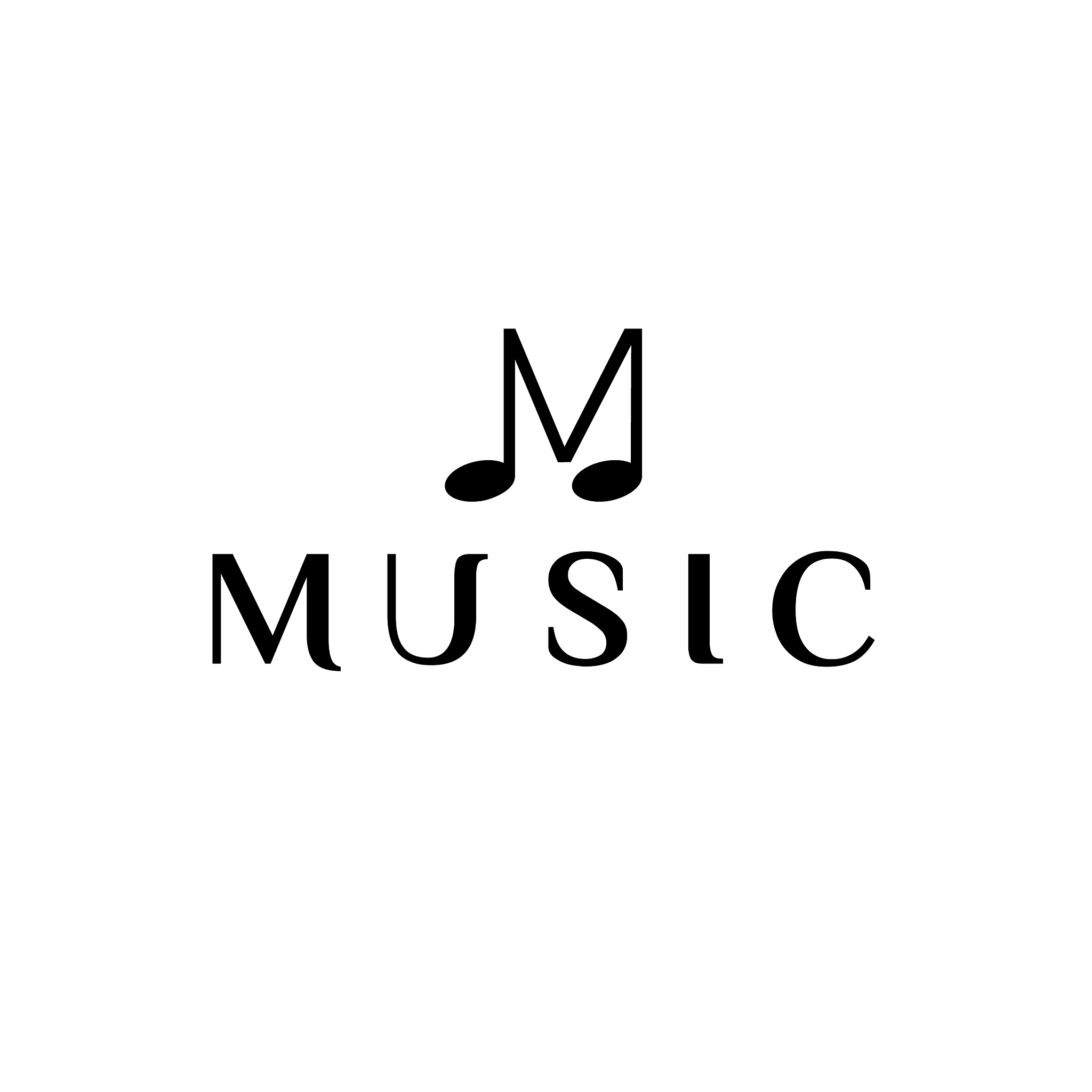 initial letter m with music note logo design