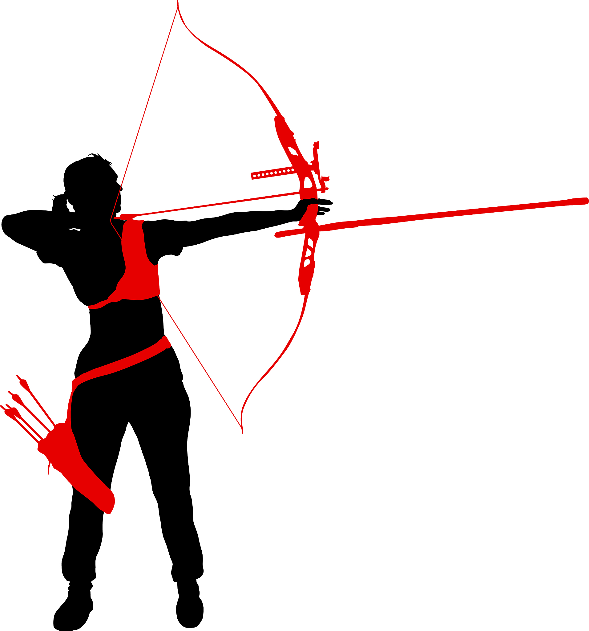 silhouette attractive female archer bending a bow